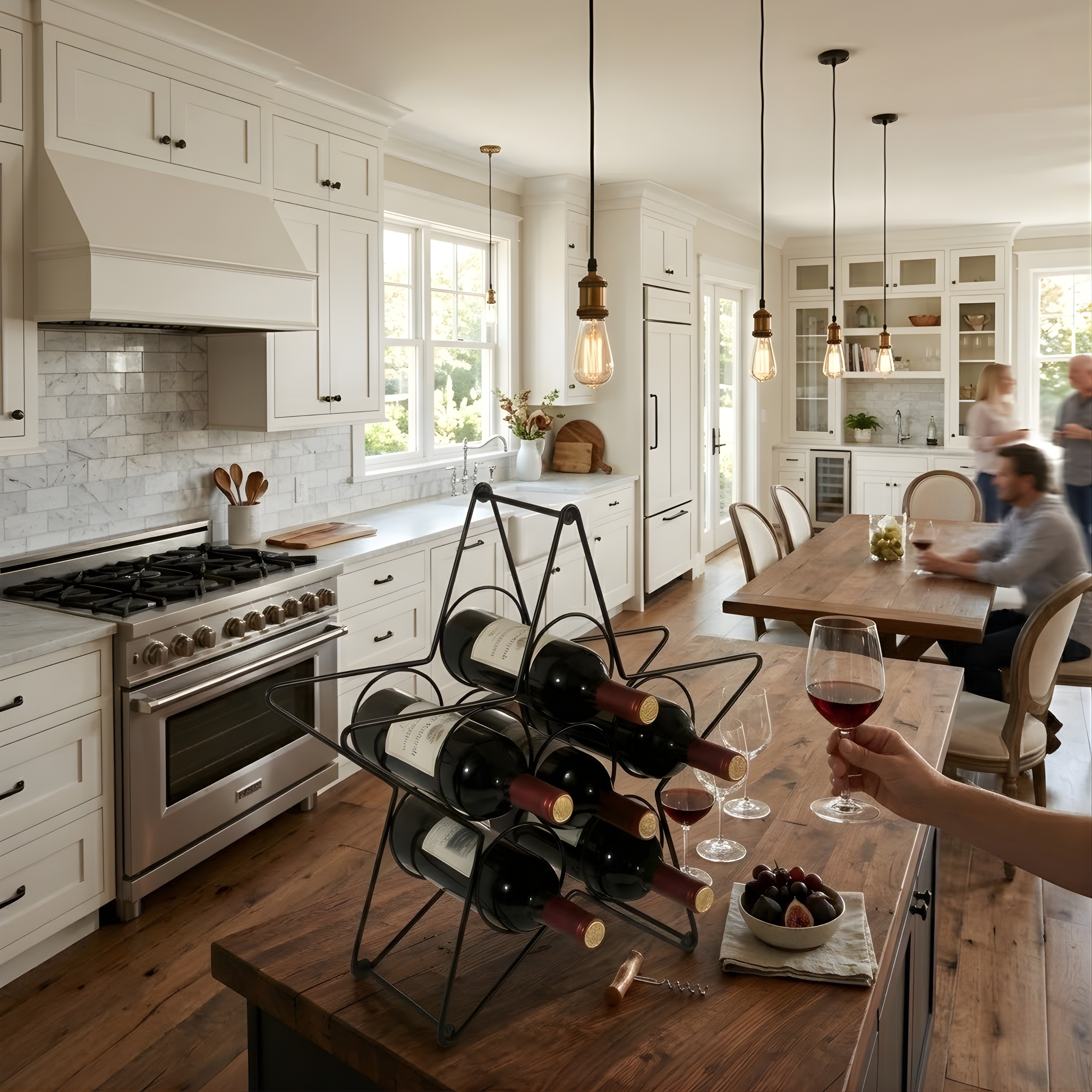 Countertop Wine Rack – Freestanding Metal Tabletop Bottle Holder for Red & White Wine Storage