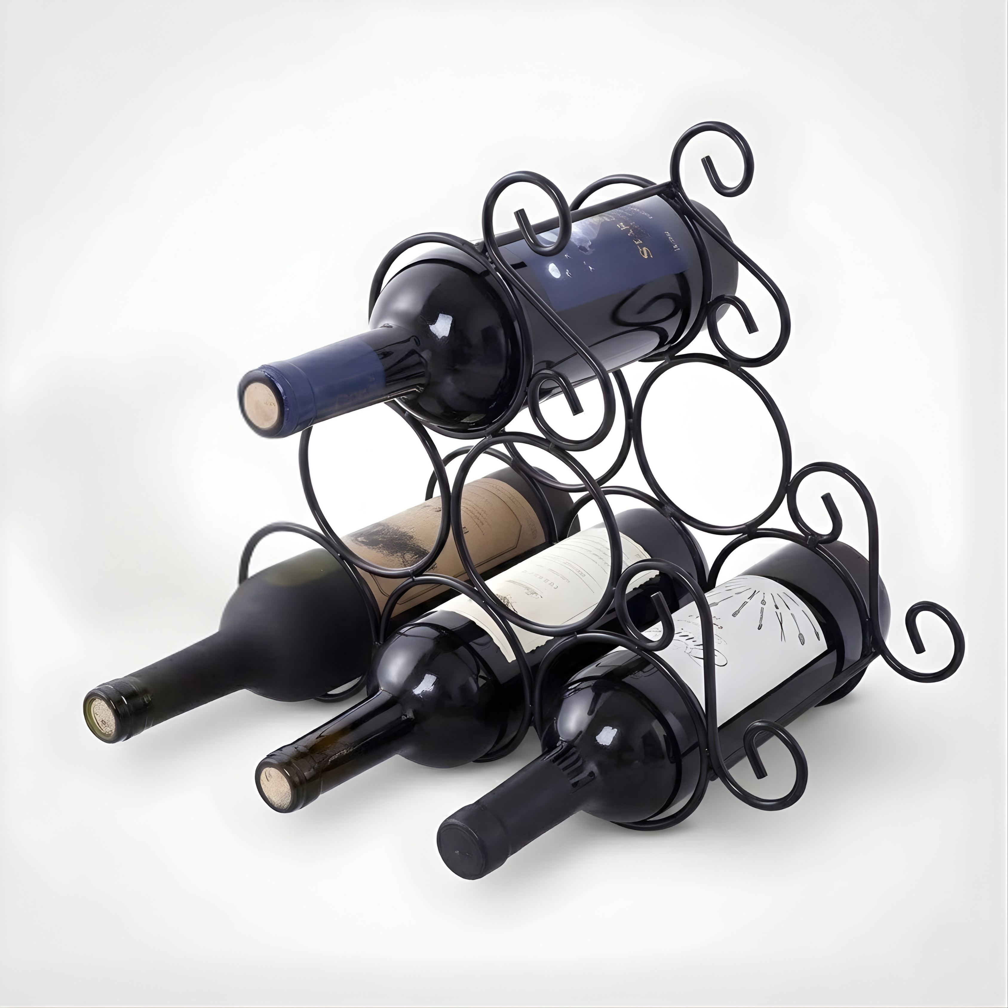 Countertop Wine Rack – Freestanding Metal Tabletop Bottle Holder for Red & White Wine Storage