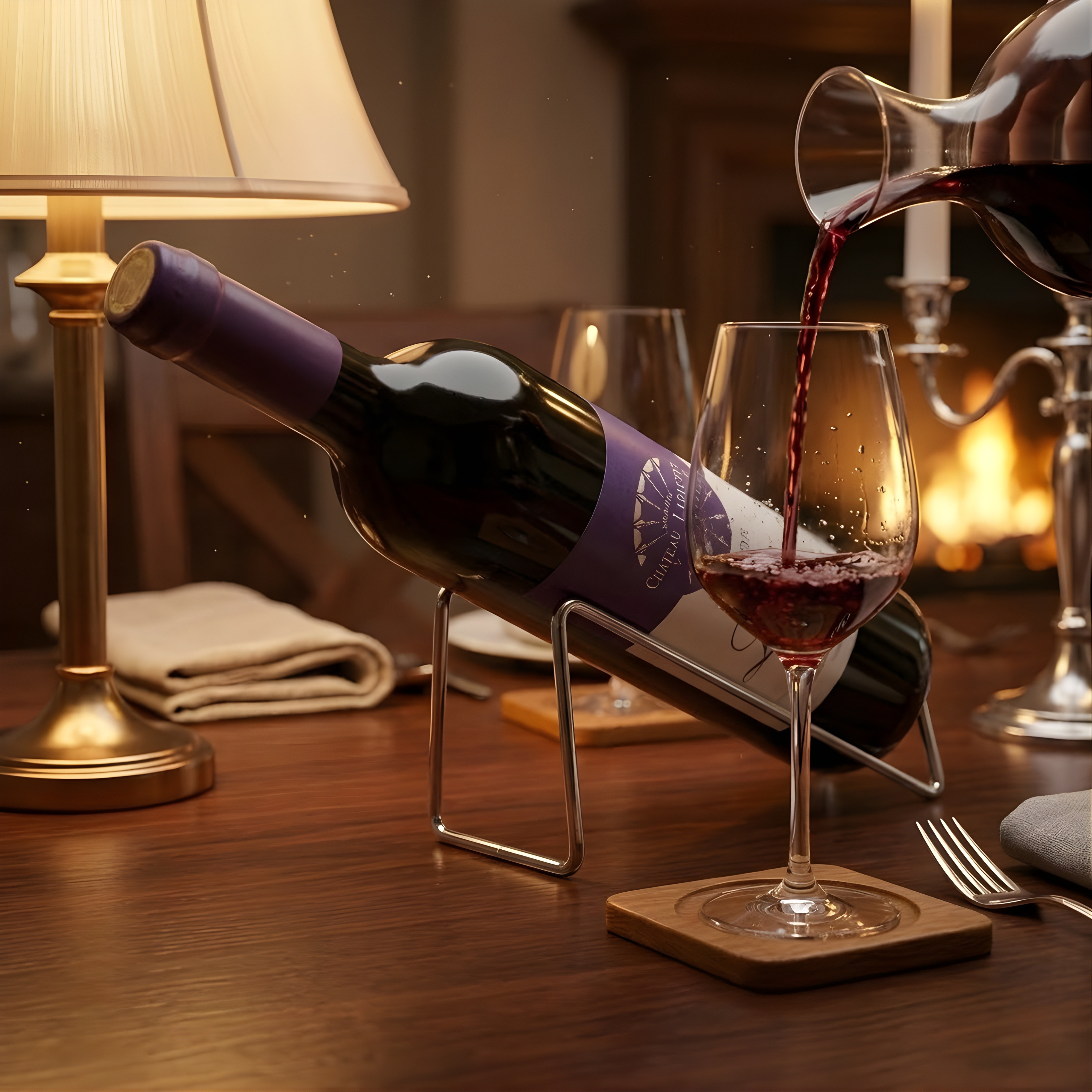 Countertop Wine Rack – Freestanding Metal Tabletop Bottle Holder for Red & White Wine Storage