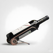 Red Bronze Metal Countertop Wine Bottle Holder | Single Bottle Tabletop Wine Rack for Home Bar & Kitchen