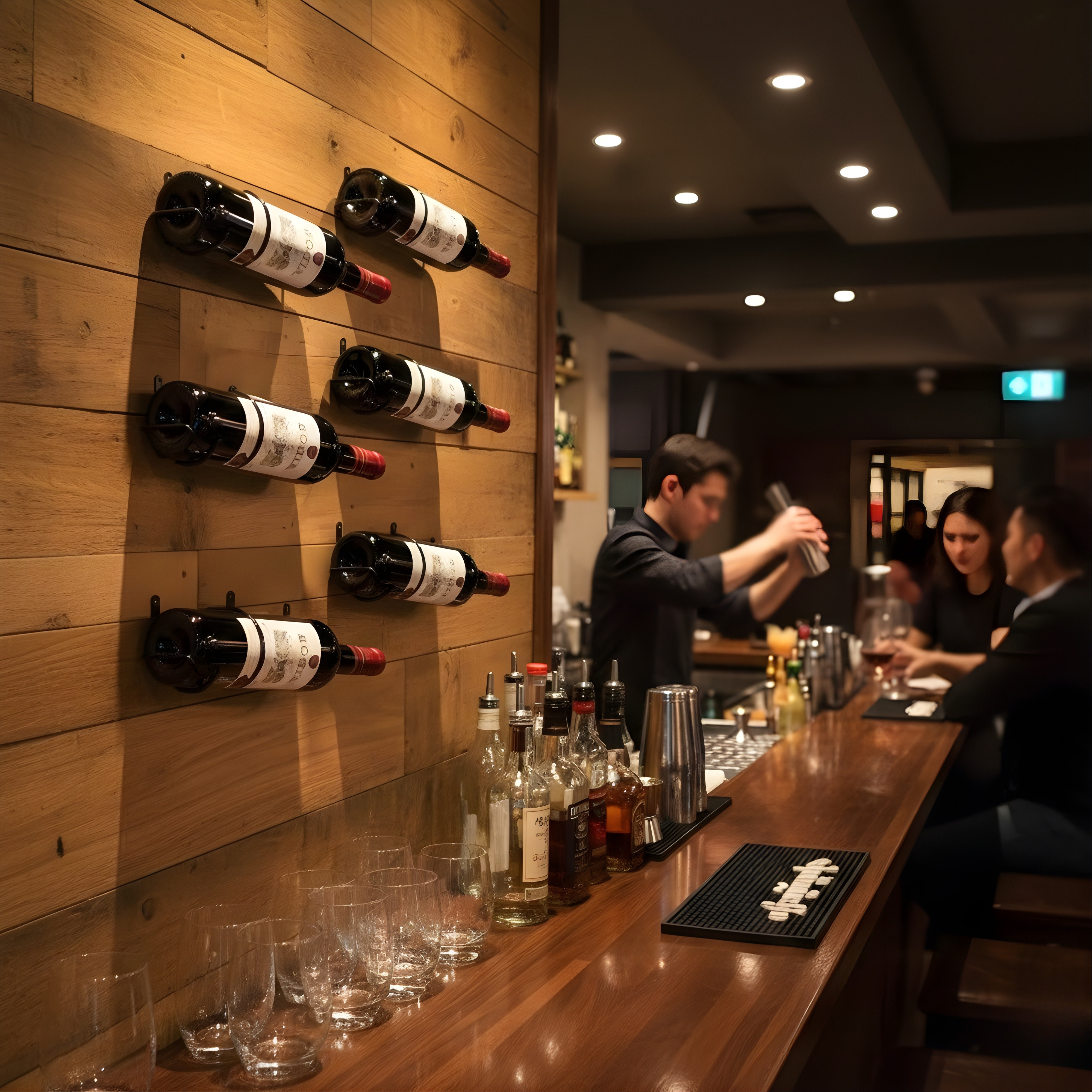 Set of 6 Wall Mounted Wine Rack | Metal Wine Bottle Holder with Hardware for Liquor & Beverage Display