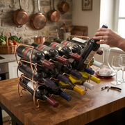 3-Tier Stackable Wine Rack | 12-Bottle Copper Metal Storage Stand for Bar, Cellar & Pantry