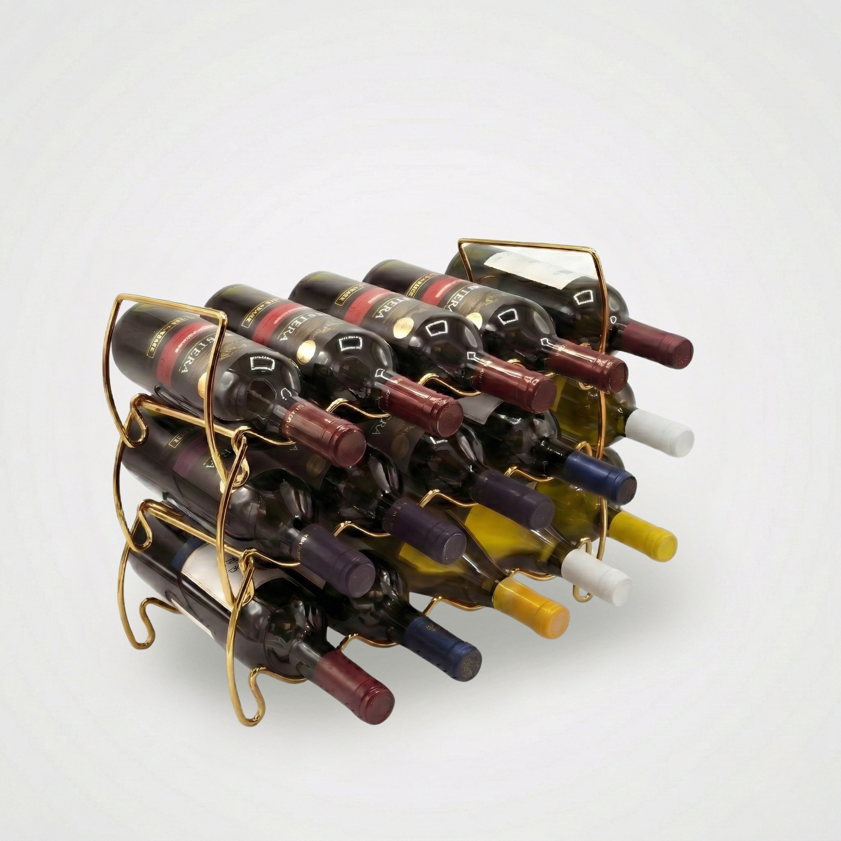 3-Tier Stackable Wine Rack | 12-Bottle Copper Metal Storage Stand for Bar, Cellar & Pantry