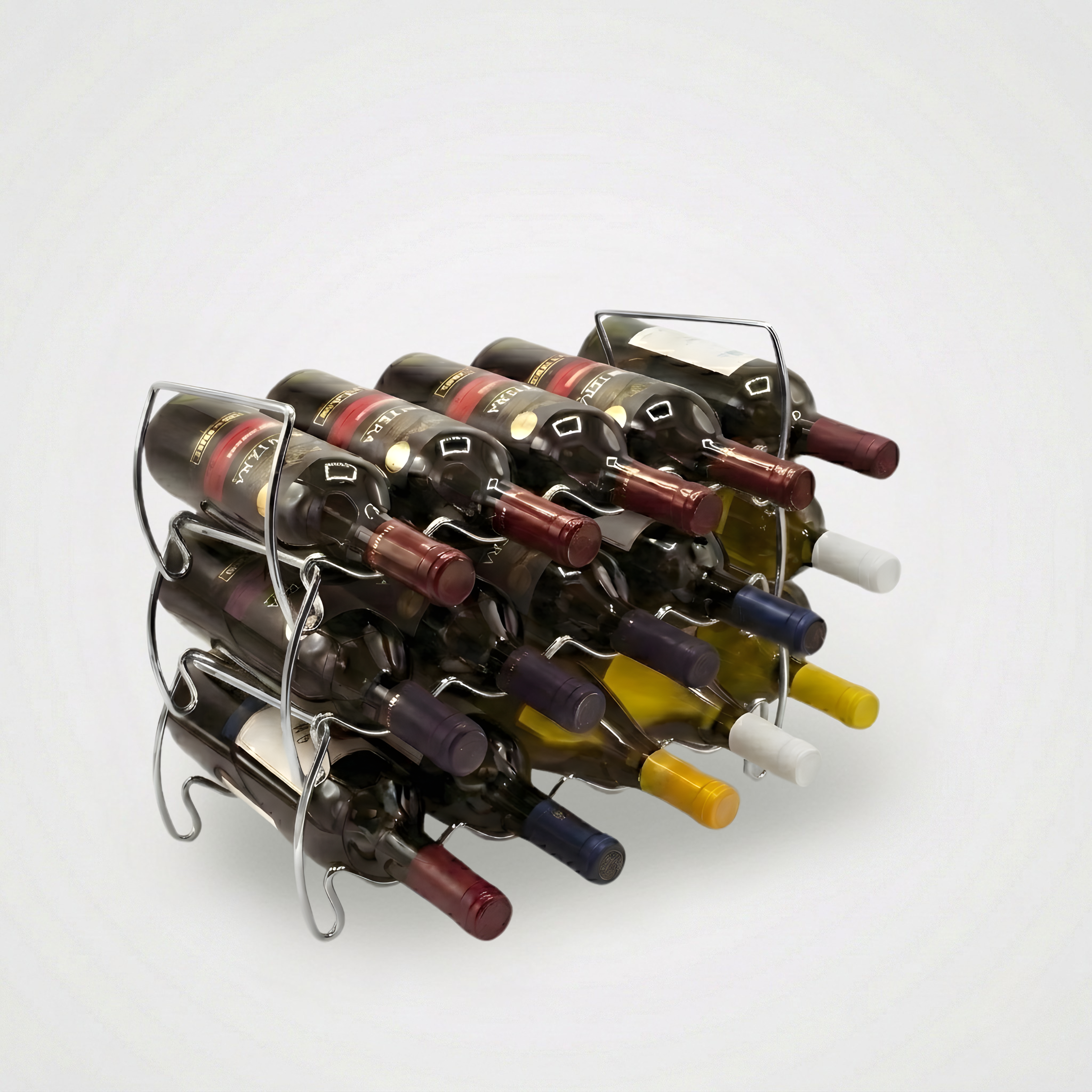 3-Tier Stackable Wine Rack | 12-Bottle Copper Metal Storage Stand for Bar, Cellar & Pantry