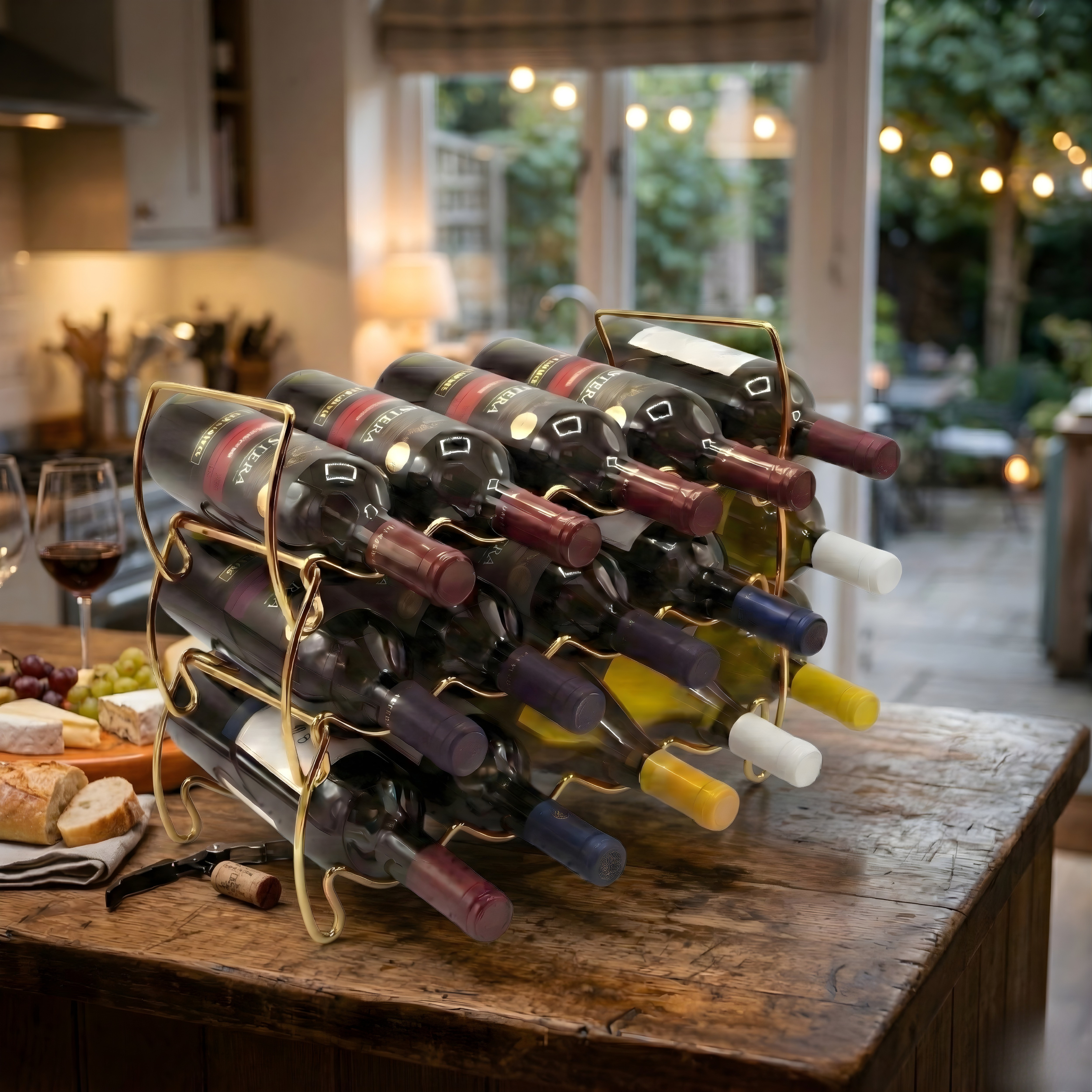 3-Tier Stackable Wine Rack | 12-Bottle Copper Metal Storage Stand for Bar, Cellar & Pantry