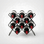 NUTECH IMPEX 10-Bottle Metal Wine Rack – Modern Free-Standing Countertop Organizer