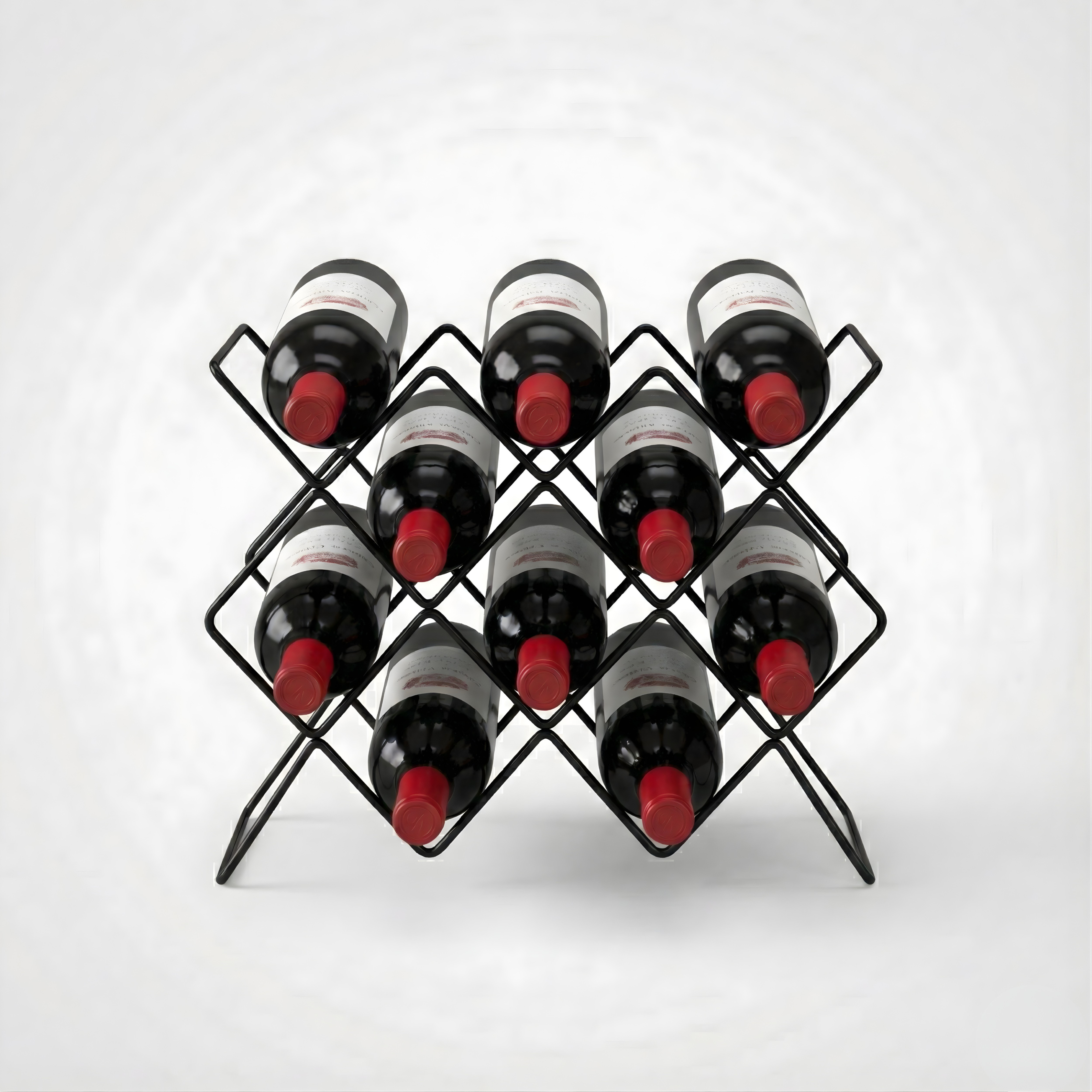 NUTECH IMPEX 10-Bottle Metal Wine Rack – Modern Free-Standing Countertop Organizer