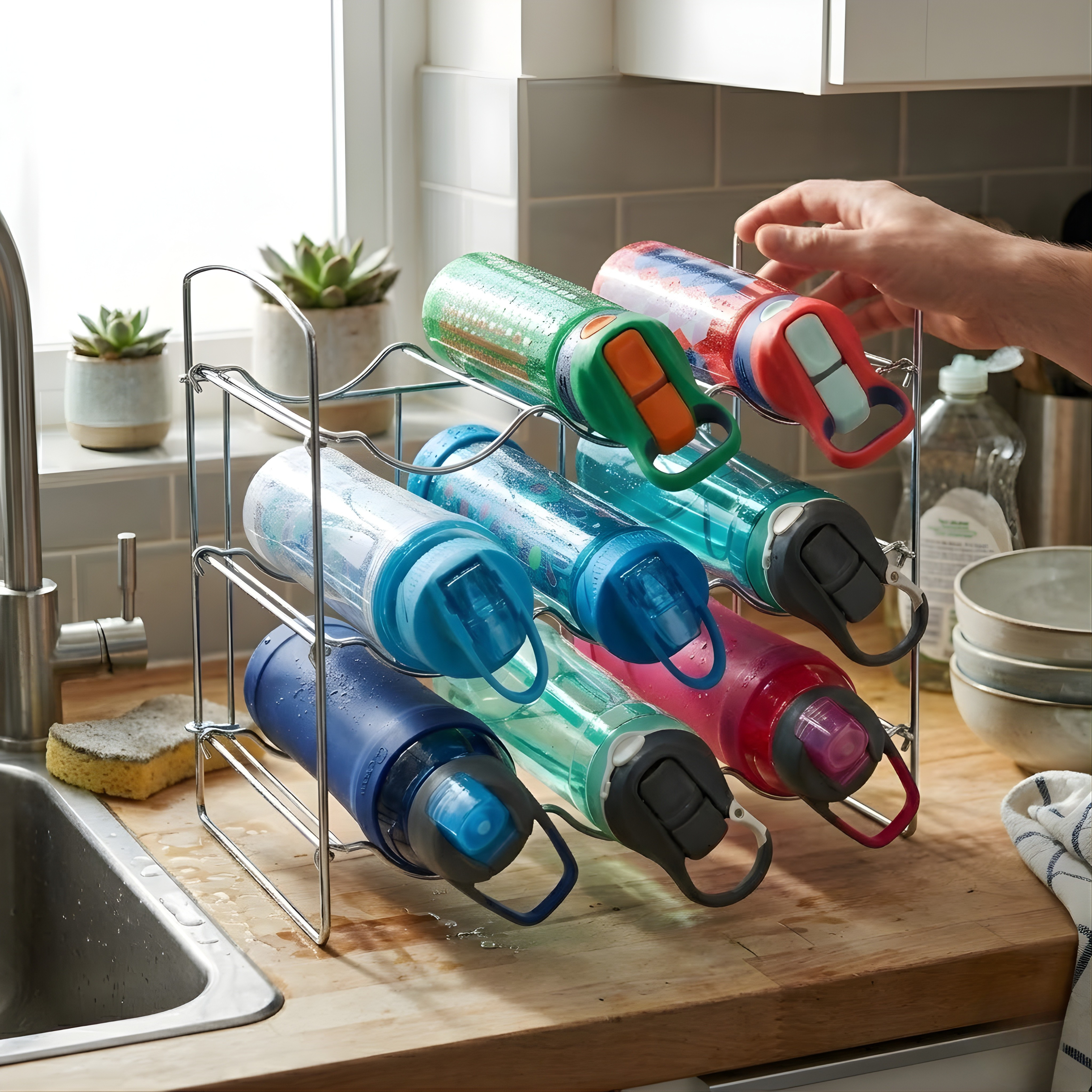 NUTECH IMPEX 3-Tier Metal Bottle Rack – Free-Standing Kitchen & Pantry Organizer