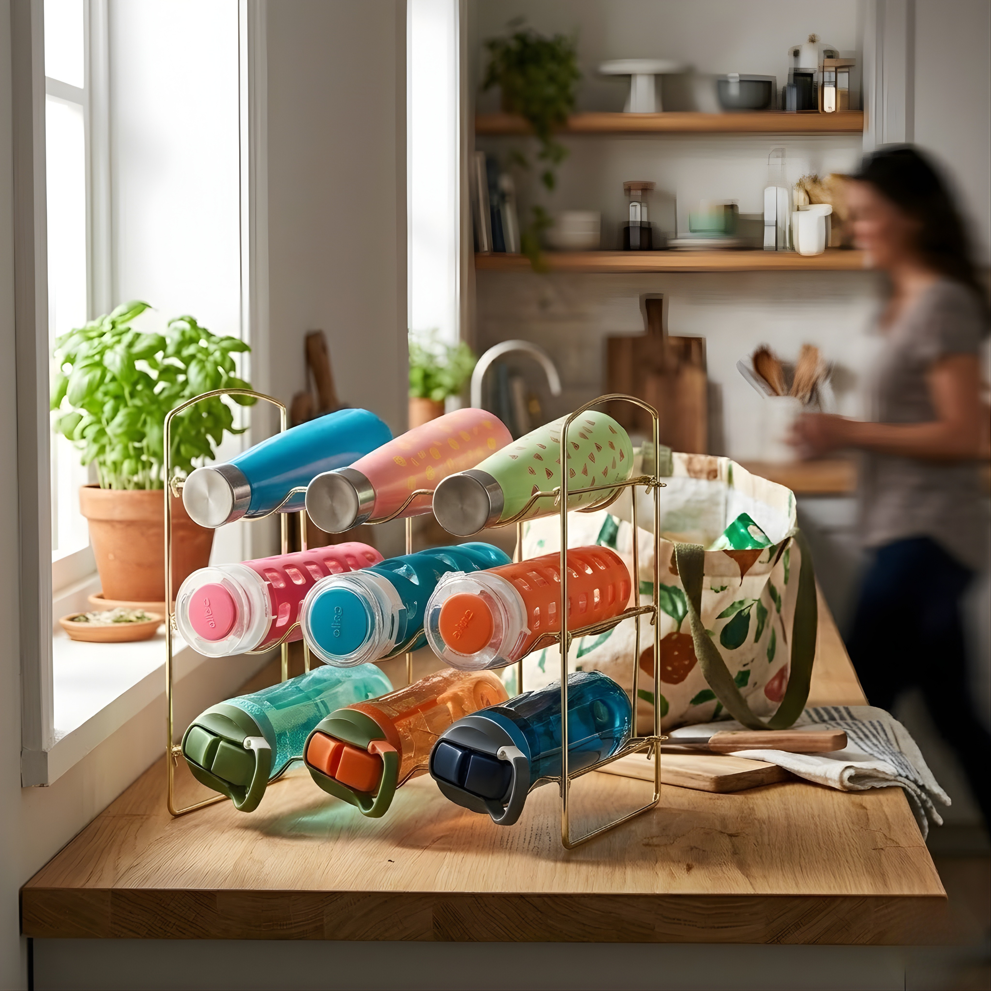 NUTECH IMPEX 3-Tier Metal Bottle Rack – Free-Standing Kitchen & Pantry Organizer