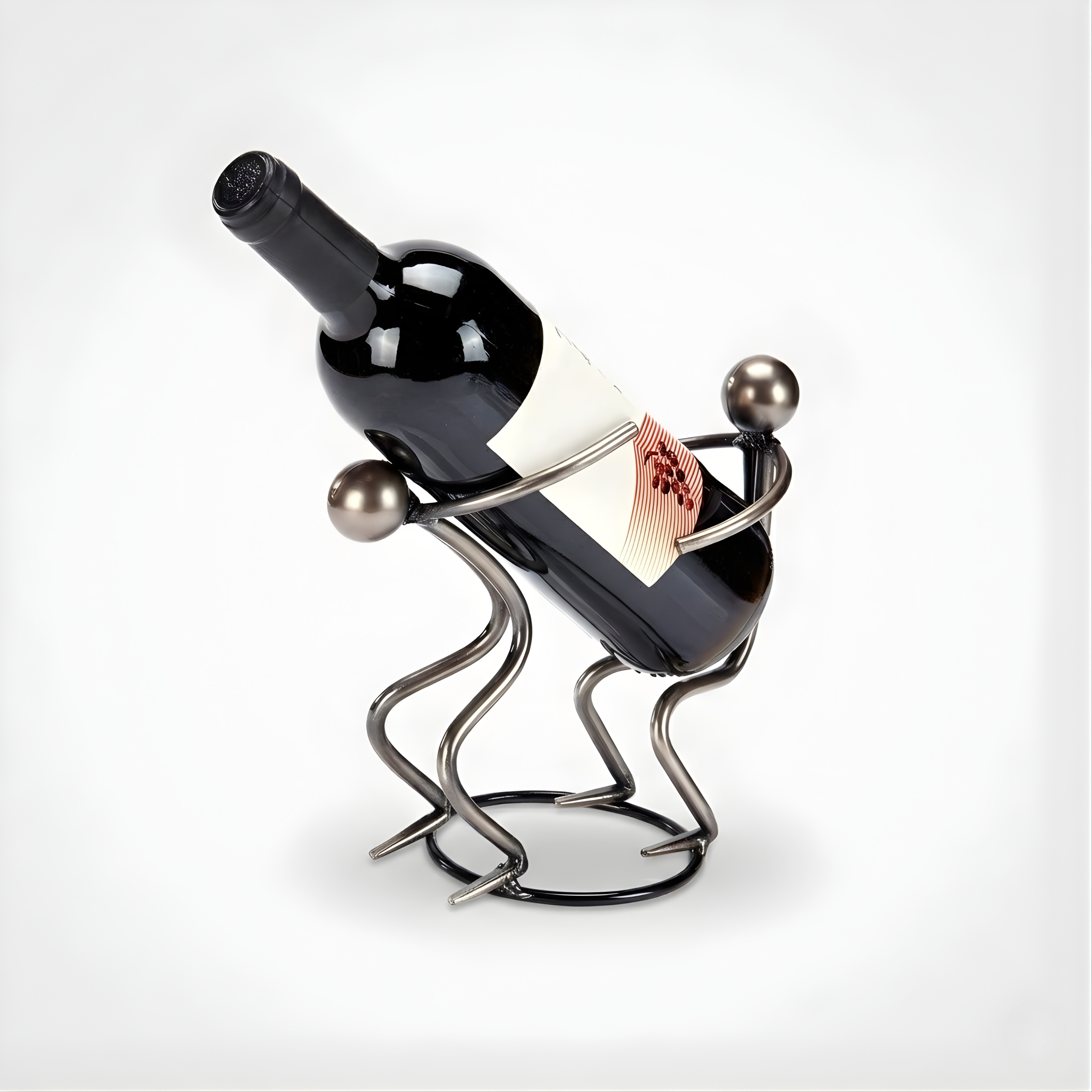Tabletop Wine Rack – Metallic Silver Freestanding Countertop Bottle Holder Figurine for Wine Lovers