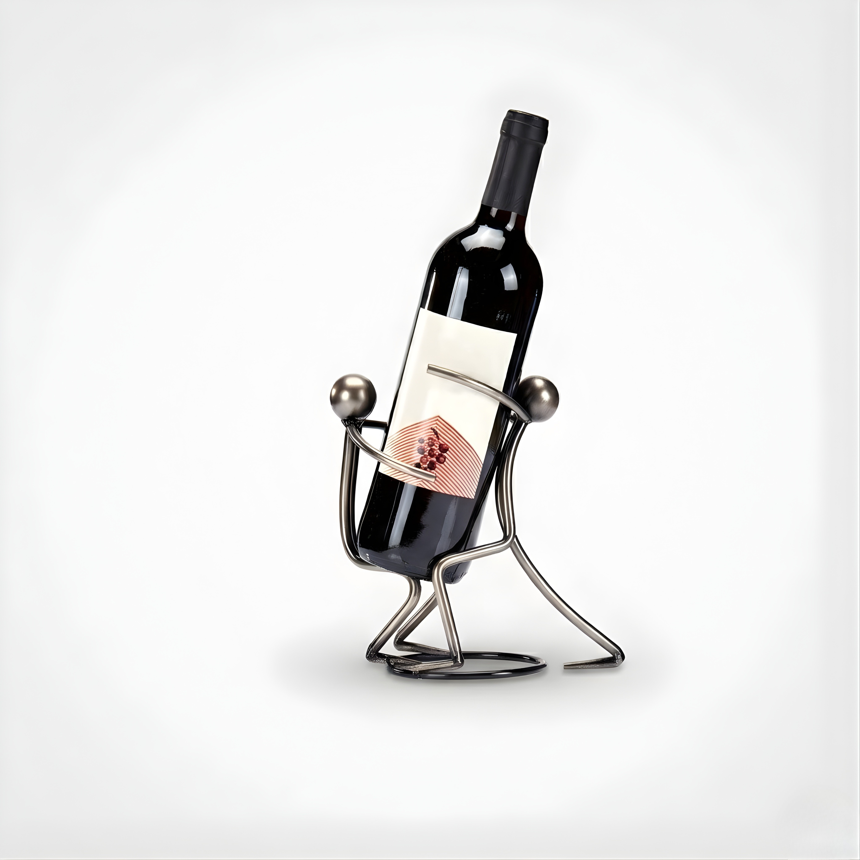 Tabletop Wine Rack – Metallic Silver Freestanding Countertop Bottle Holder Figurine for Wine Lovers