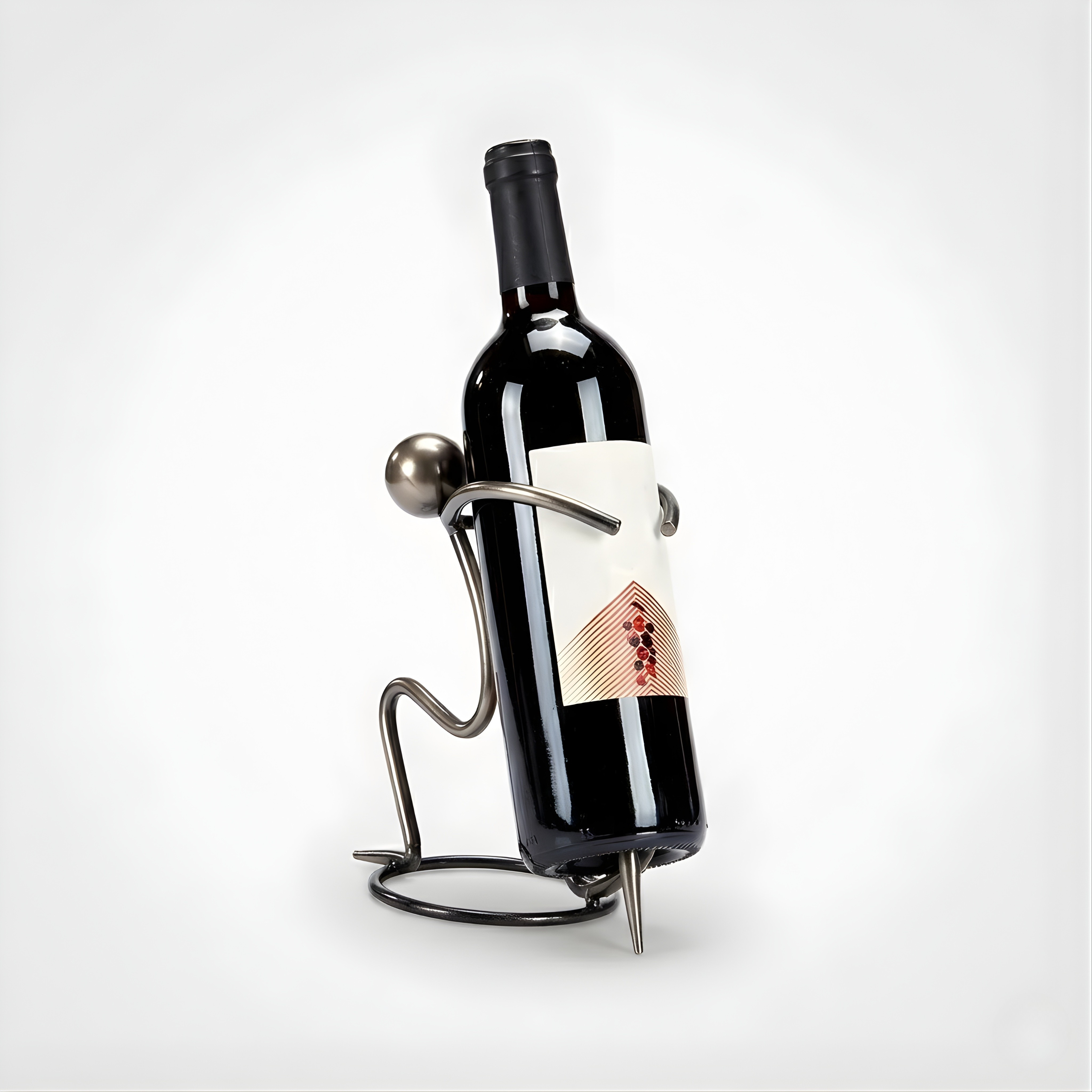 Tabletop Wine Rack – Metallic Silver Freestanding Countertop Bottle Holder Figurine for Wine Lovers