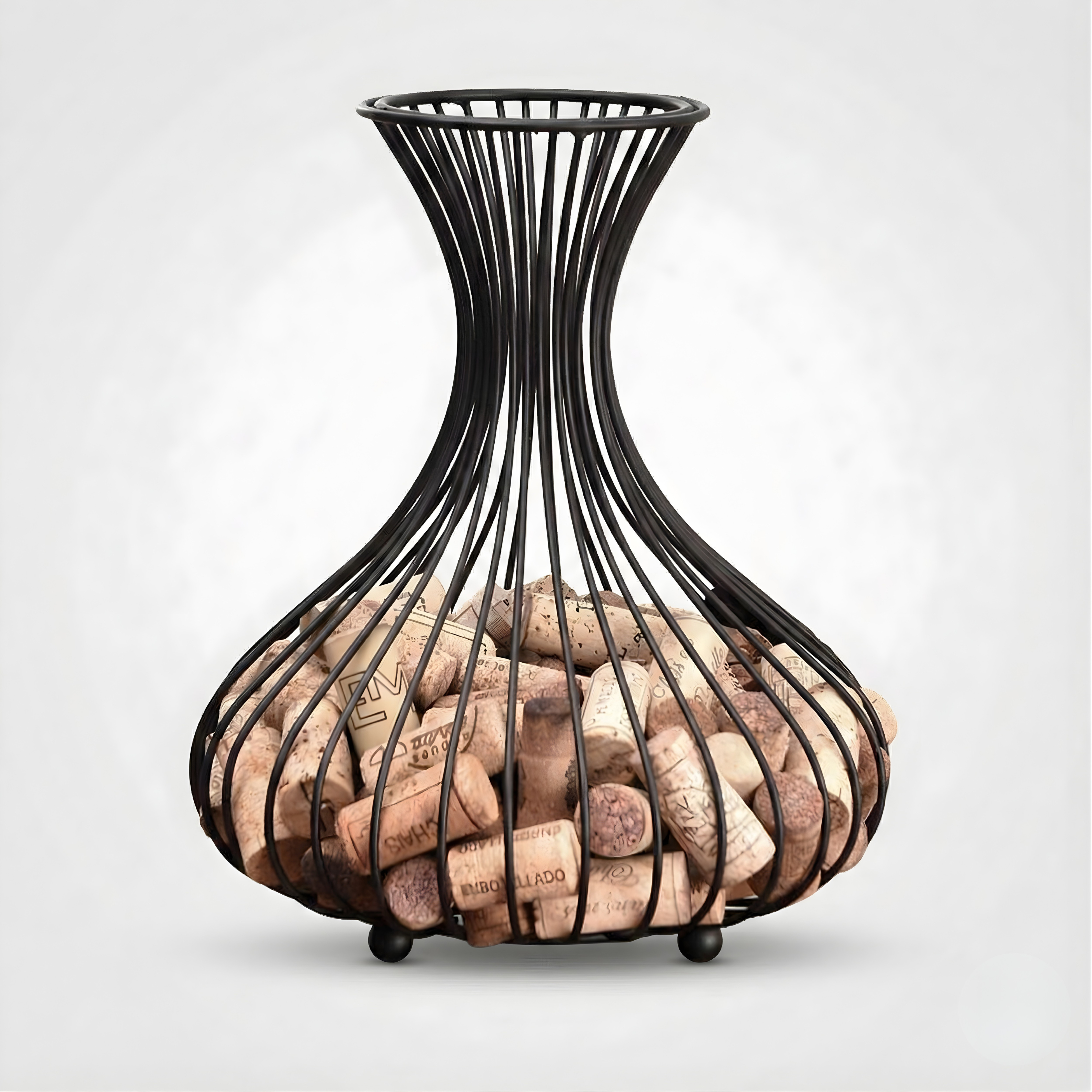 Wine Cork Holder – Matte Black Tabletop Cork Storage & Display Container for Wine Stopper Collection