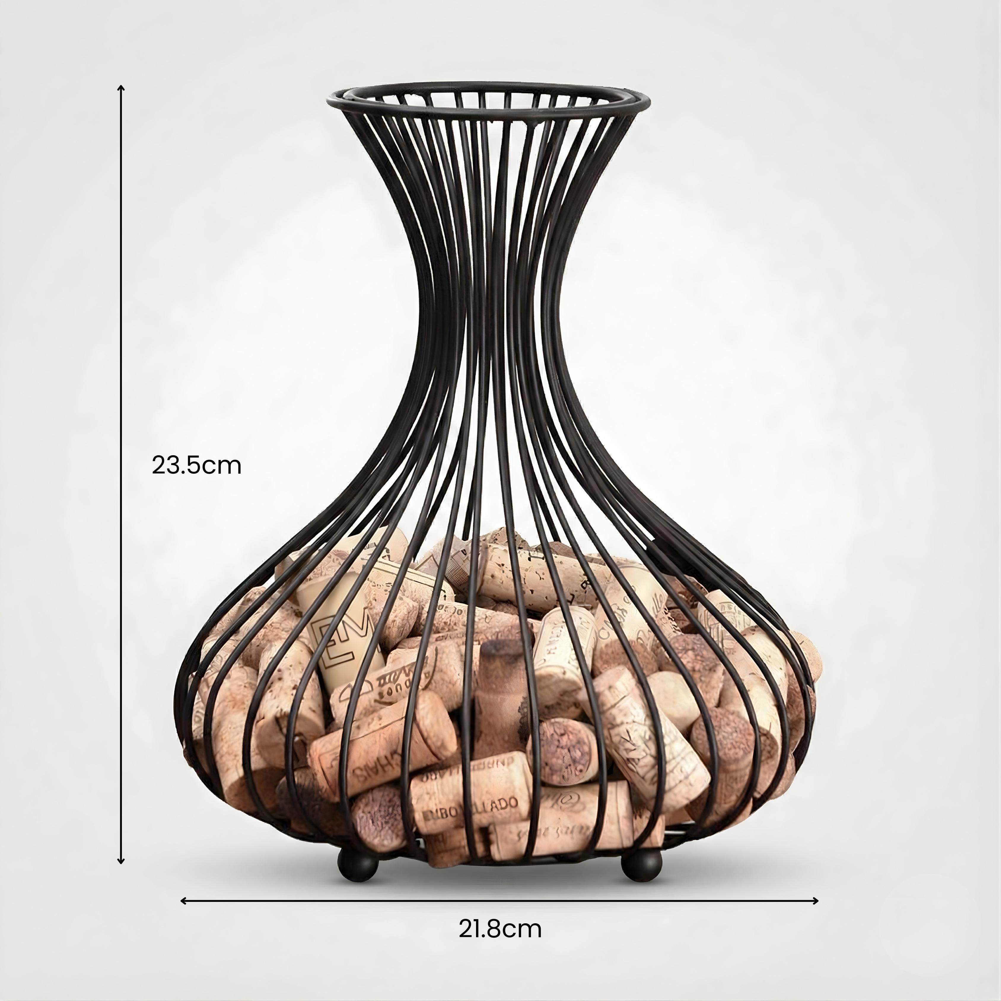 Wine Cork Holder – Matte Black Tabletop Cork Storage & Display Container for Wine Stopper Collection