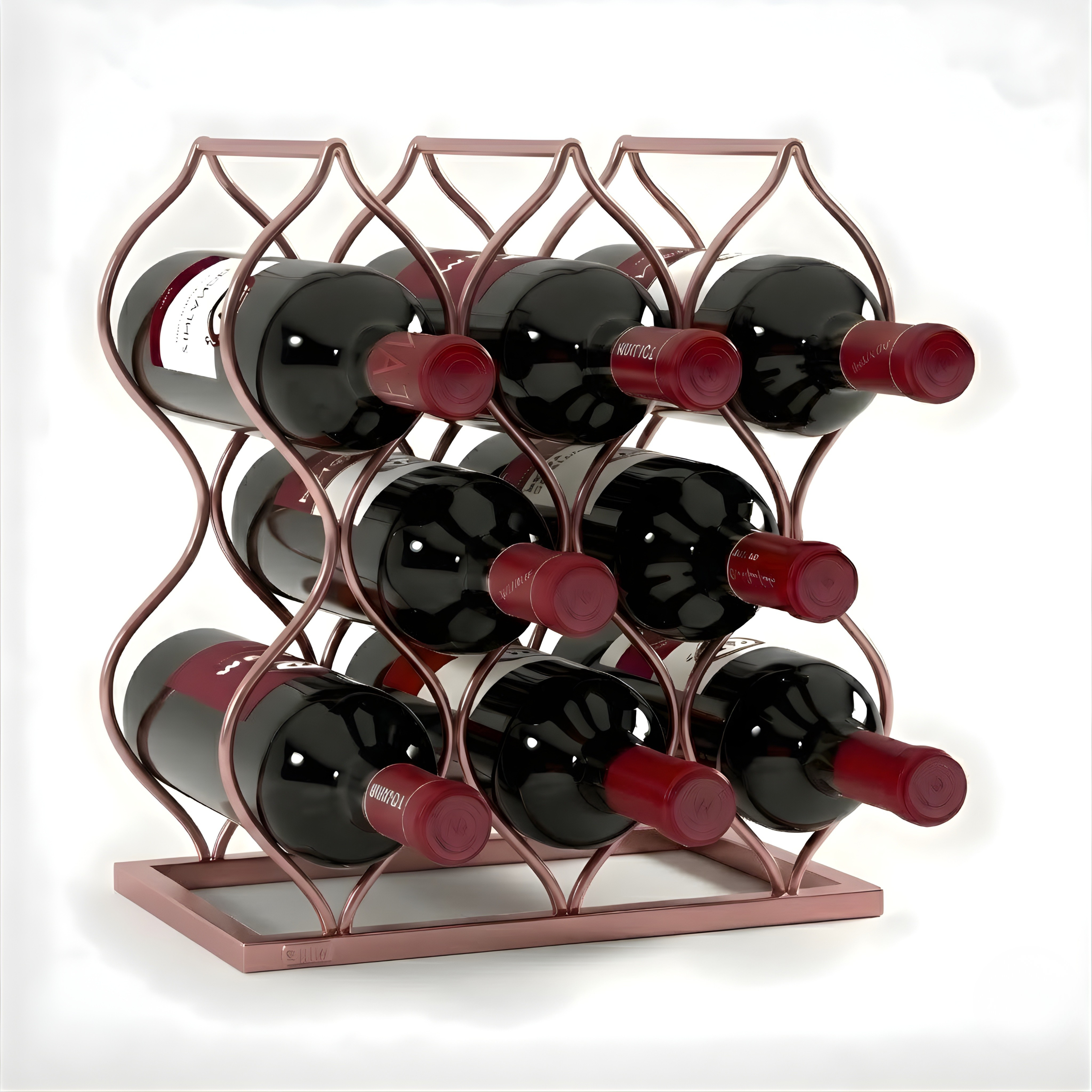 Imperial Tabletop Wine Rack – Rose Gold 5-Bottle Freestanding Countertop Wine Holder, No Assembly Required