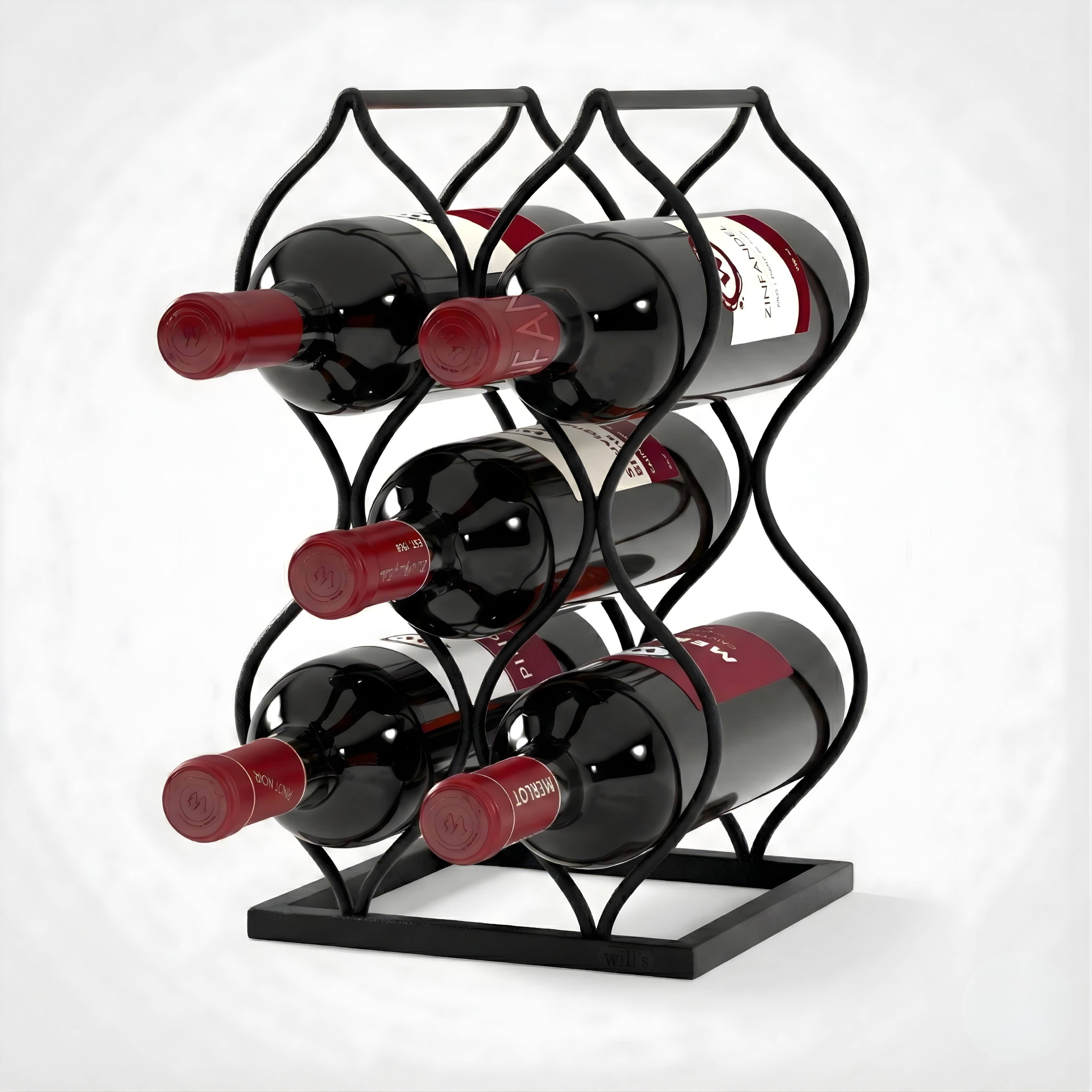 Imperial Tabletop Wine Rack – Rose Gold 5-Bottle Freestanding Countertop Wine Holder, No Assembly Required