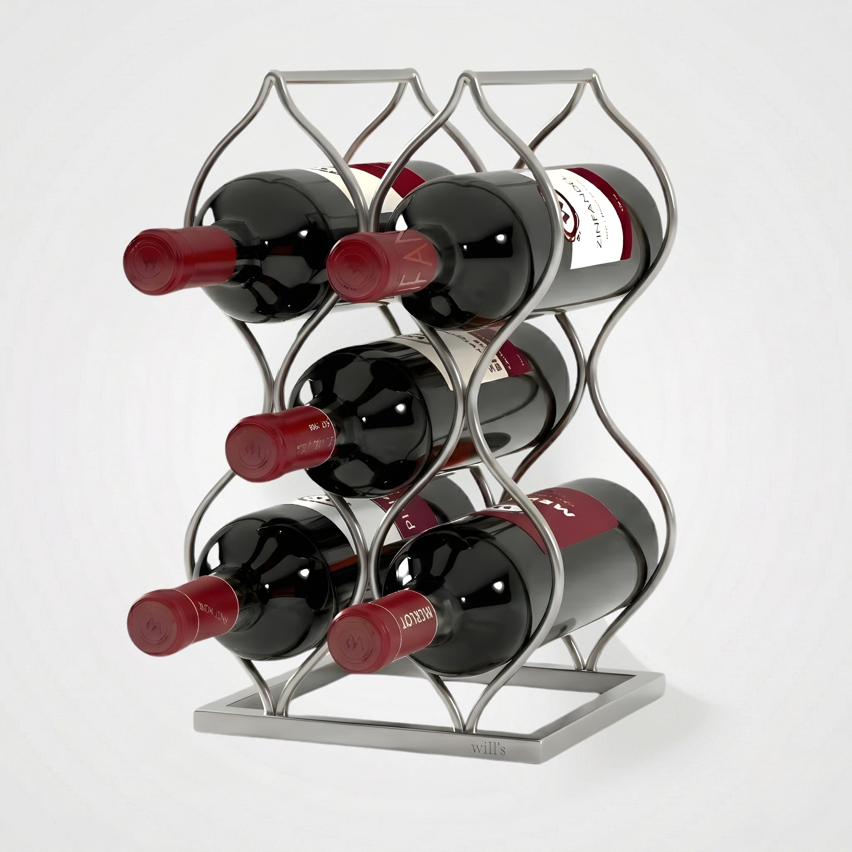 Imperial Tabletop Wine Rack – Rose Gold 5-Bottle Freestanding Countertop Wine Holder, No Assembly Required