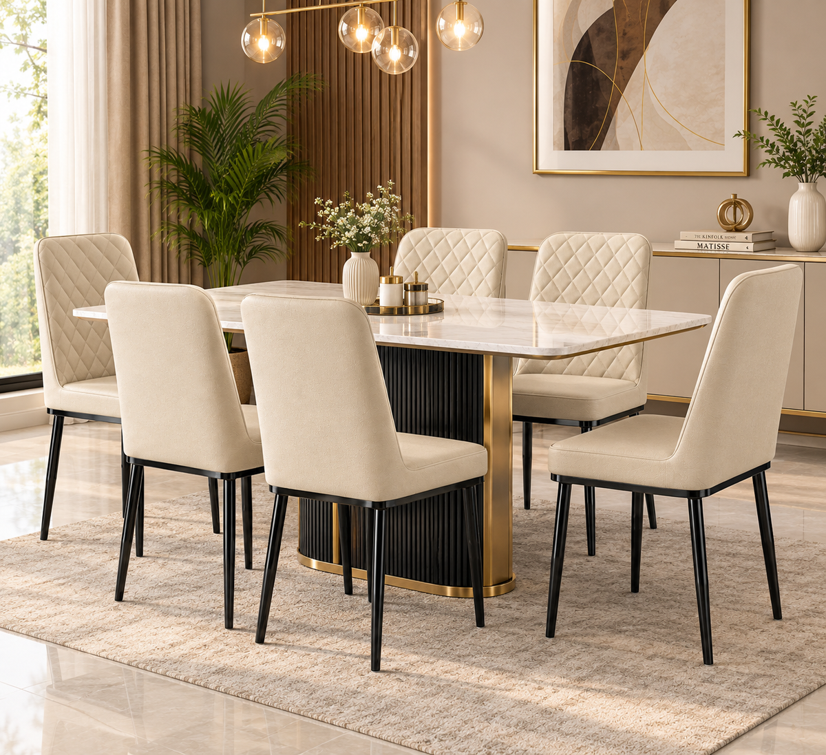 Nutech Impex Modern Quilted Dining Chair | Elegant Multipurpose Seating for Home & Dining