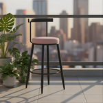 Velvet Counter Stool with Backrest with Black & Gold Legs | Kitchen & Bar Seating