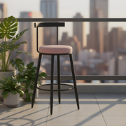 Velvet Counter Stool with Backrest with Black & Gold Legs | Kitchen & Bar Seating