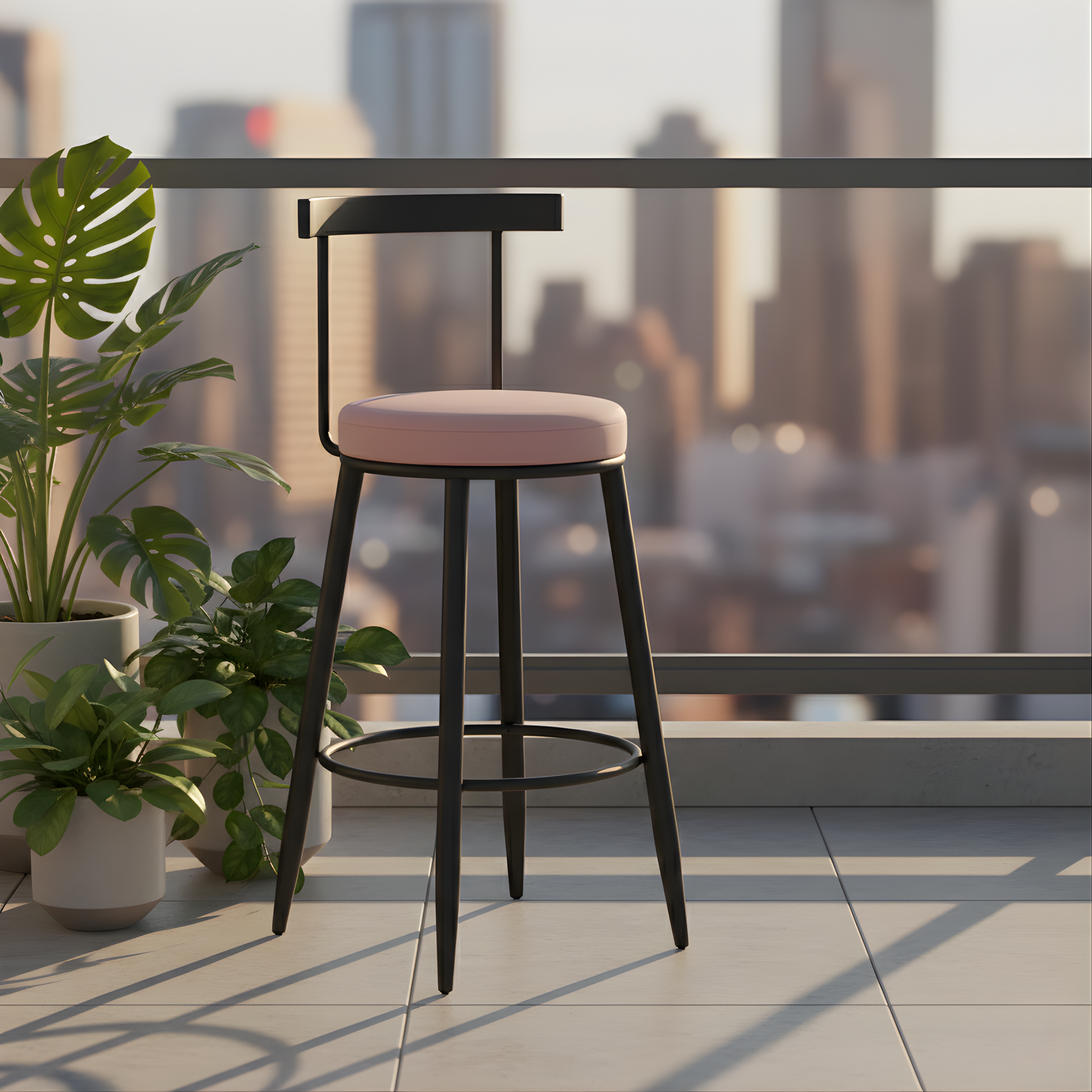 Velvet Counter Stool with Backrest with Black & Gold Legs | Kitchen & Bar Seating