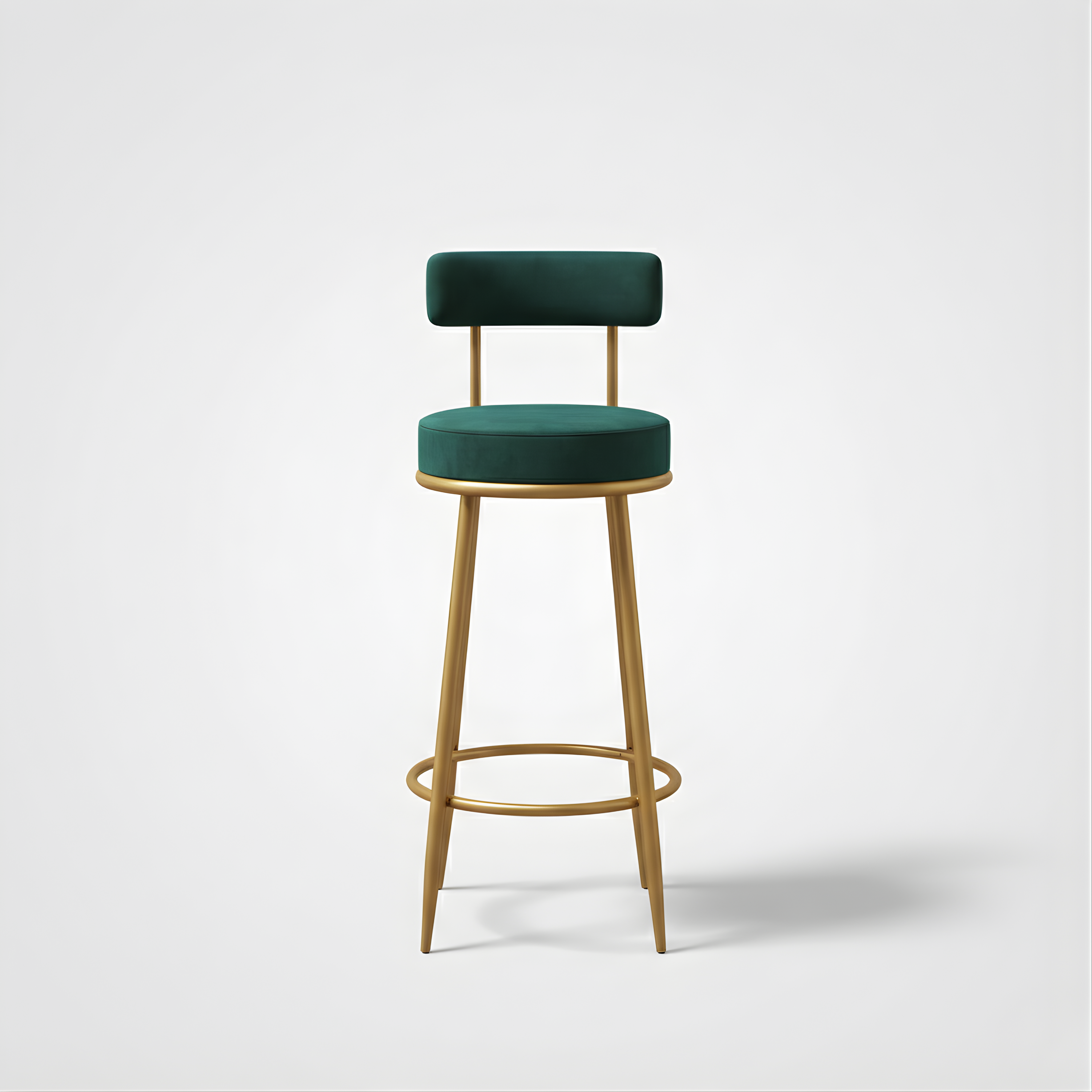 Velvet Counter Stool with Padded Backrest with Black & Gold Legs | Kitchen & Bar Seating