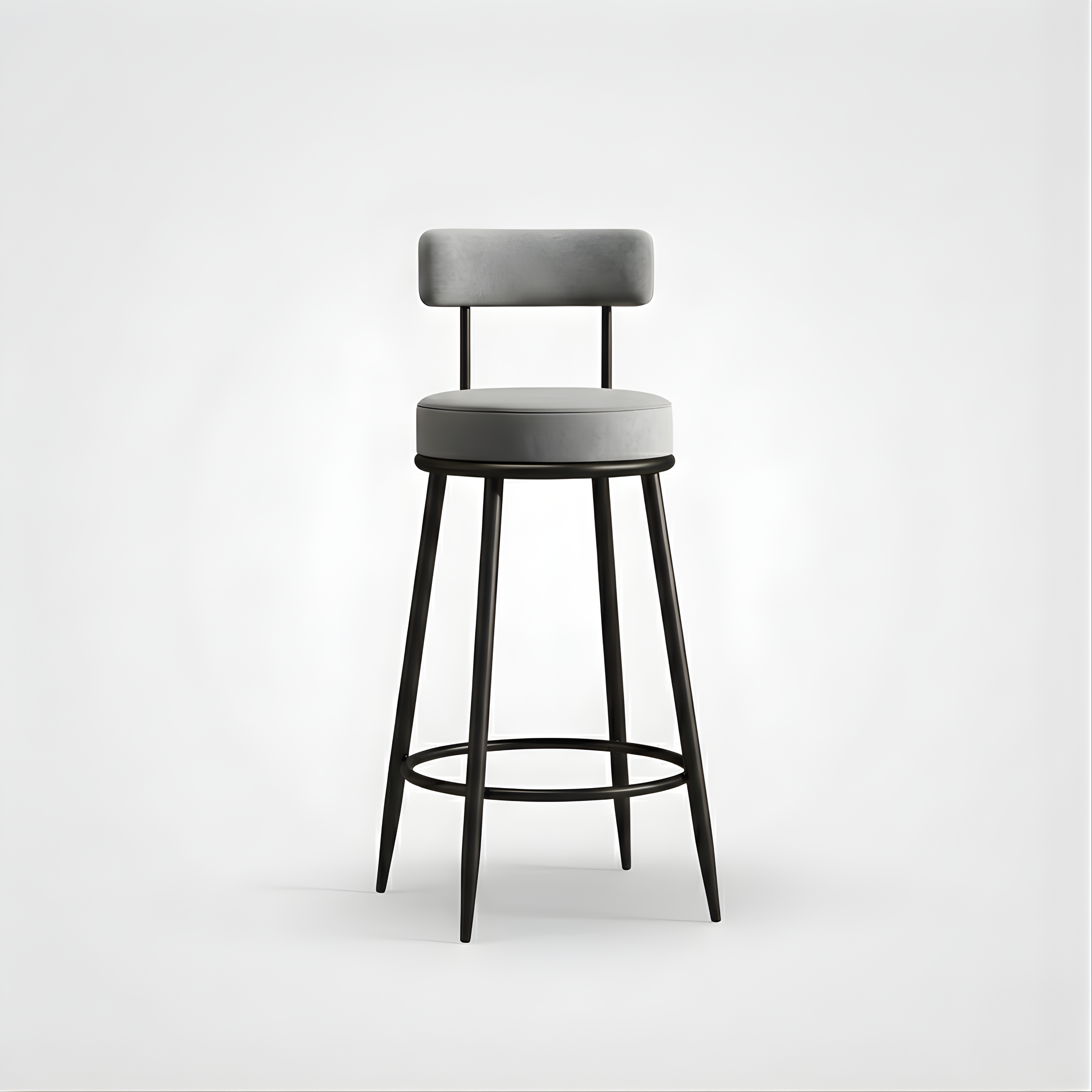 Velvet Counter Stool with Padded Backrest with Black Legs | Kitchen & Bar Seating