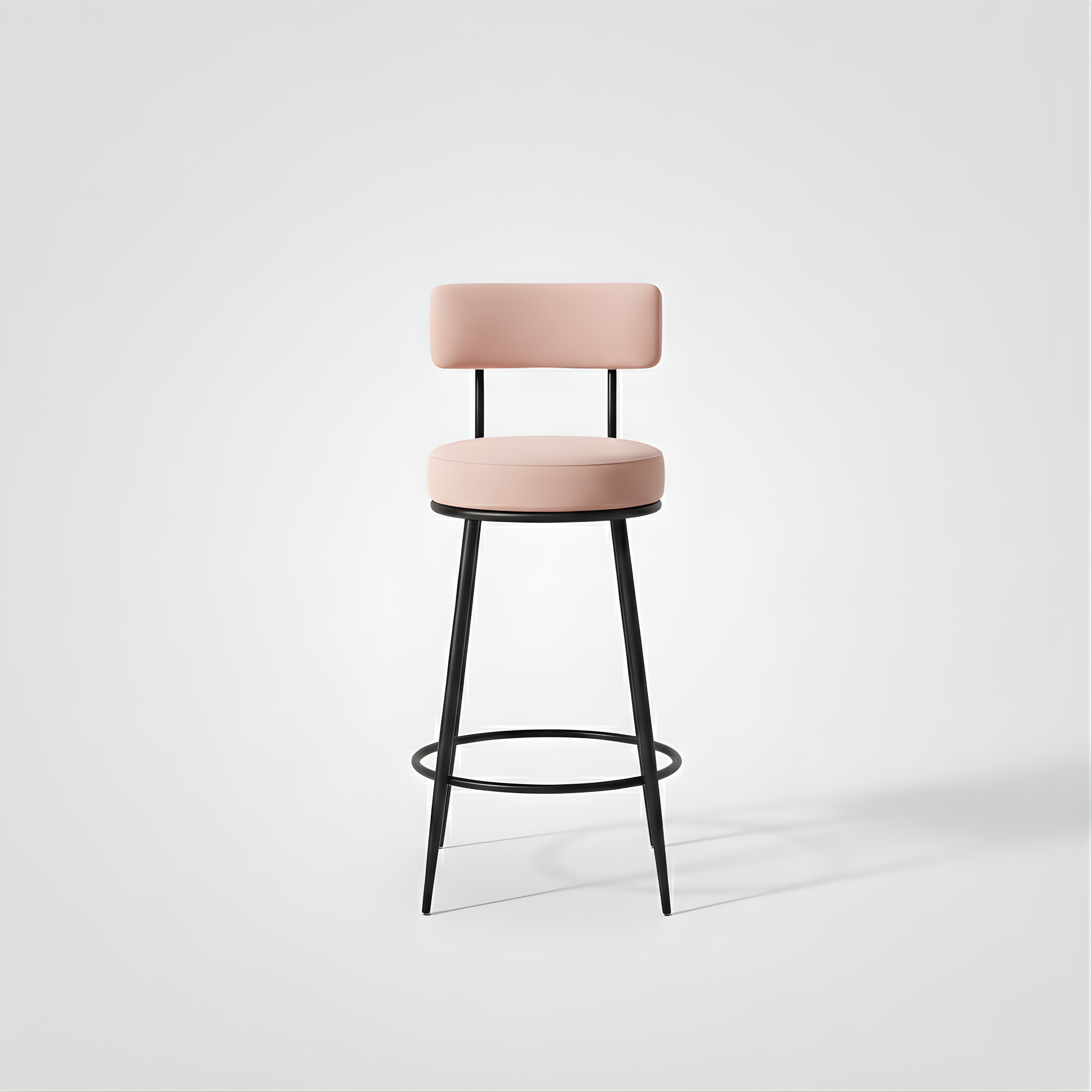 Velvet Counter Stool with Padded Backrest with Black Legs | Kitchen & Bar Seating