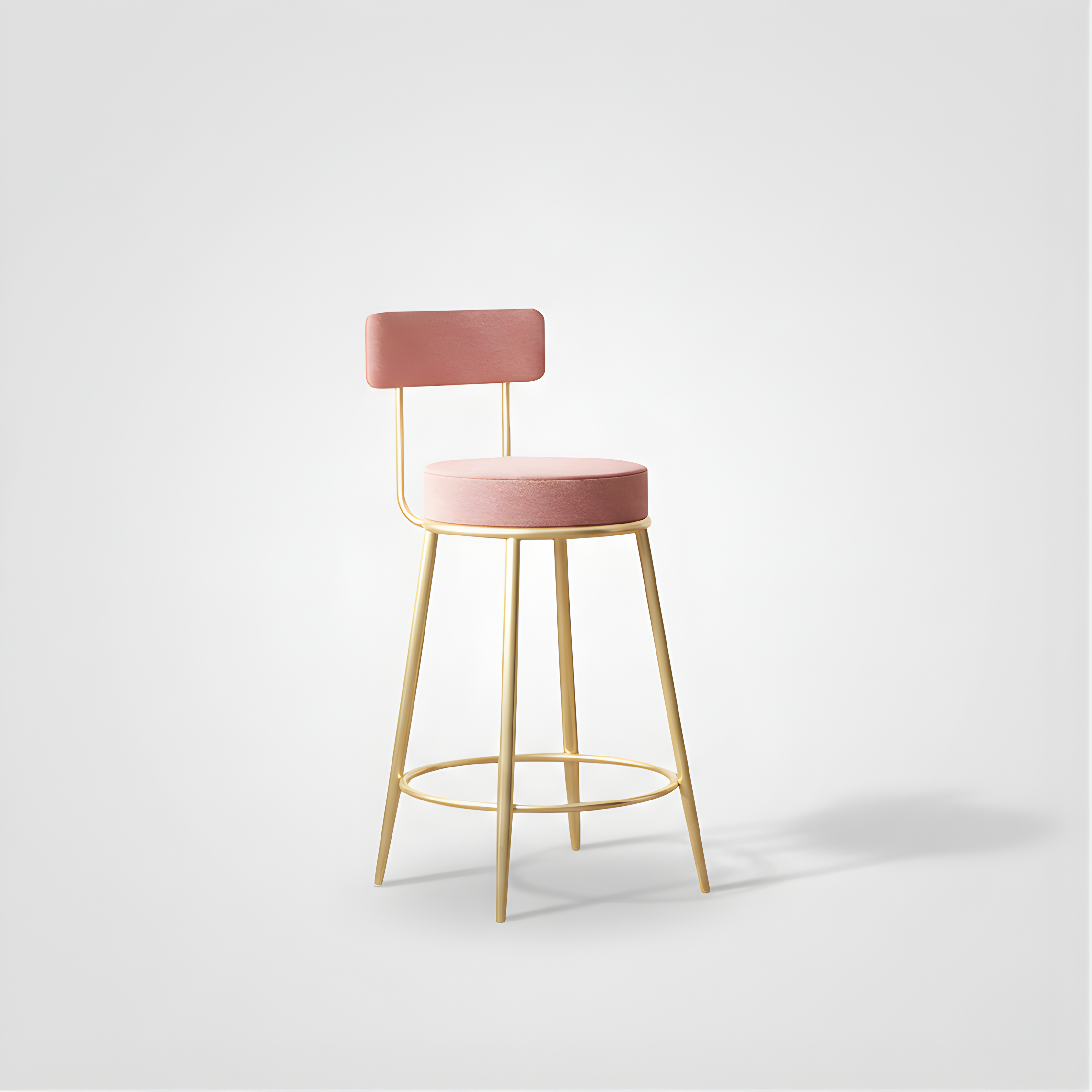 Velvet Counter Stool with Padded Backrest with Black & Gold Legs | Kitchen & Bar Seating