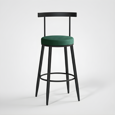 Velvet Counter Stool with Backrest with Black & Gold Legs | Kitchen & Bar Seating