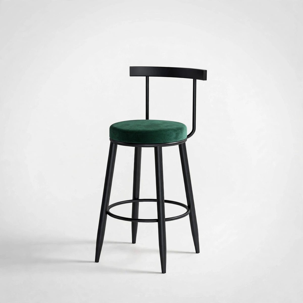 Nutech Decor Velvet Counter Height Bar Stool with Solid Backrest with Black & Gold Legs | Kitchen & Bar Seating