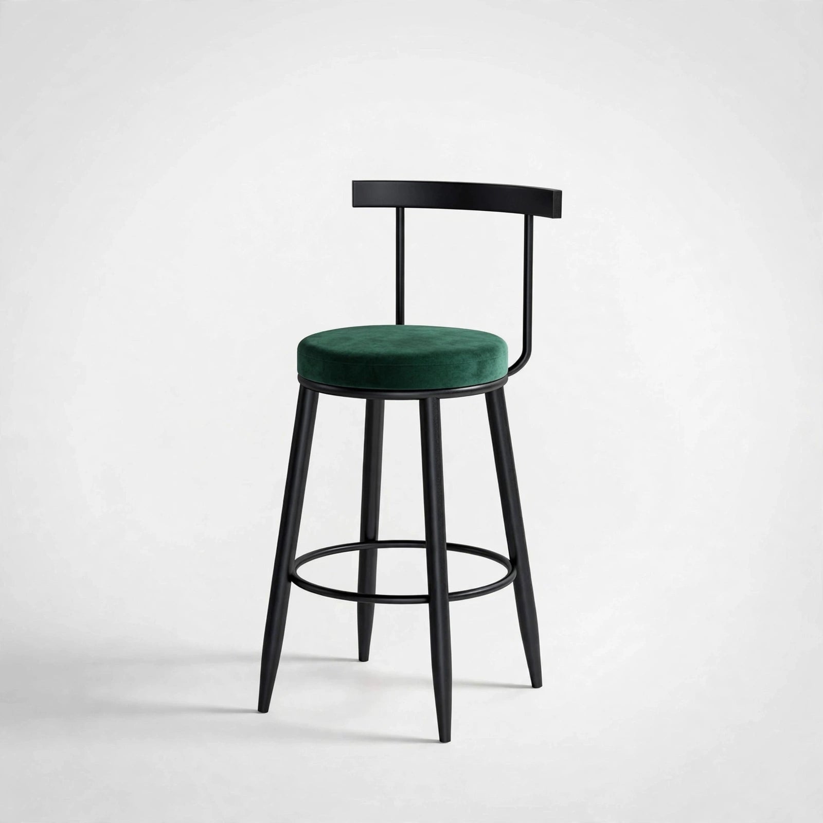 Nutech Decor Velvet Counter Height Bar Stool with Solid Backrest with Black Legs | Kitchen & Bar Seating