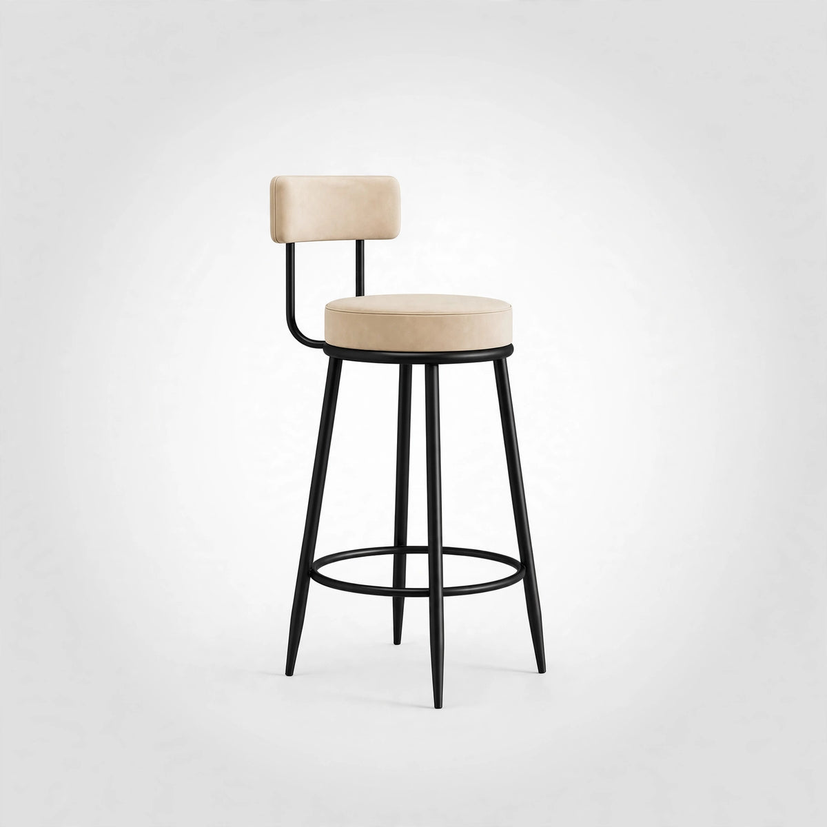 Nutech Decor Velvet Counter Height Bar Stool with Padded Backrest with Black & Gold Legs | Kitchen & Bar Seating