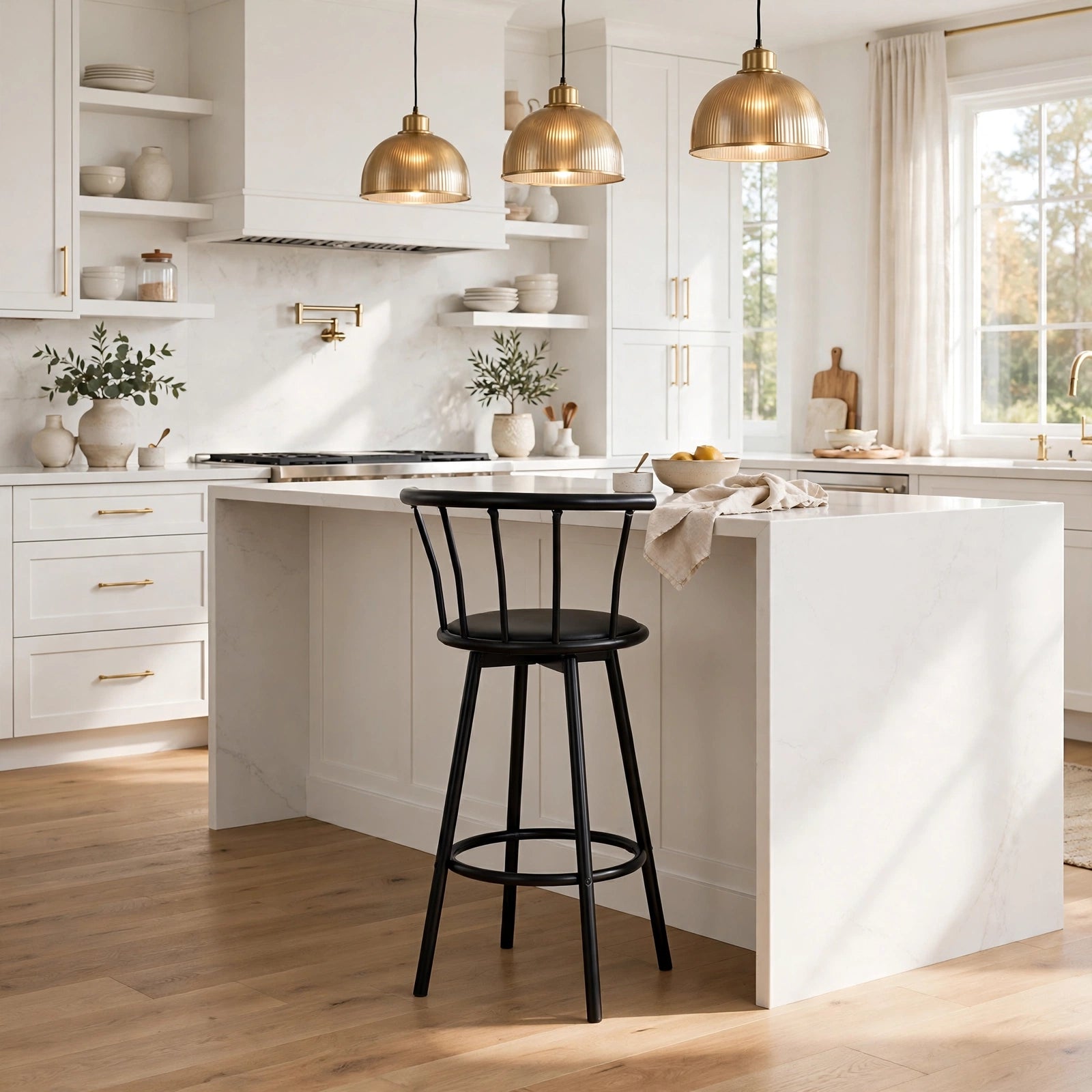 Modern Counter Height Bar Chair with Backrest & Footrest | Premium Metal Frame