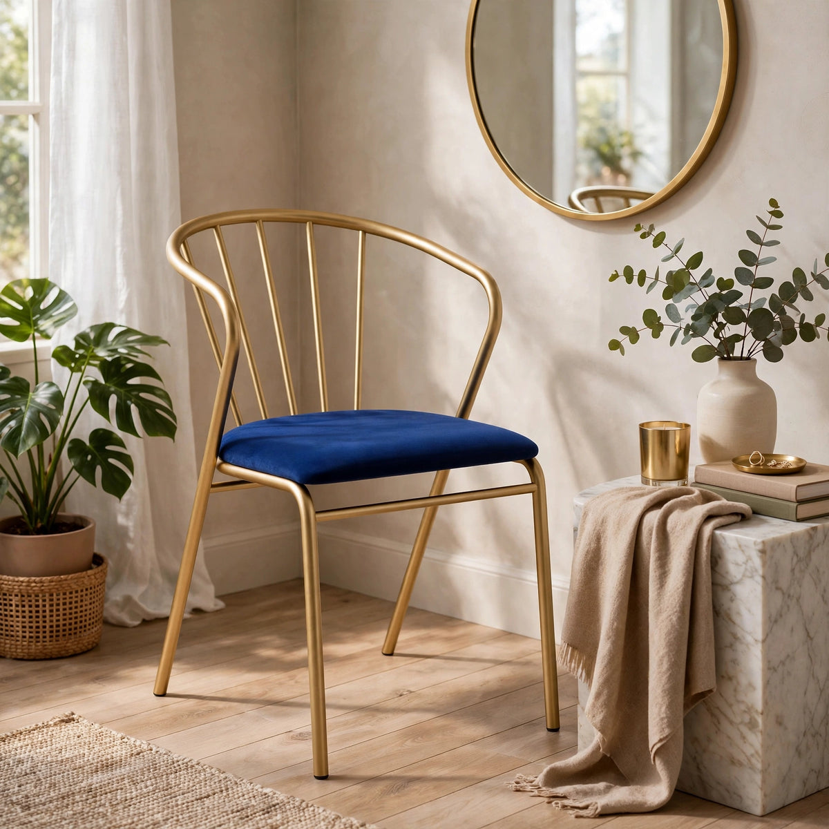Velvet Accent Chair with Backrest | Modern Single Sofa & Counter Stool for Living Room