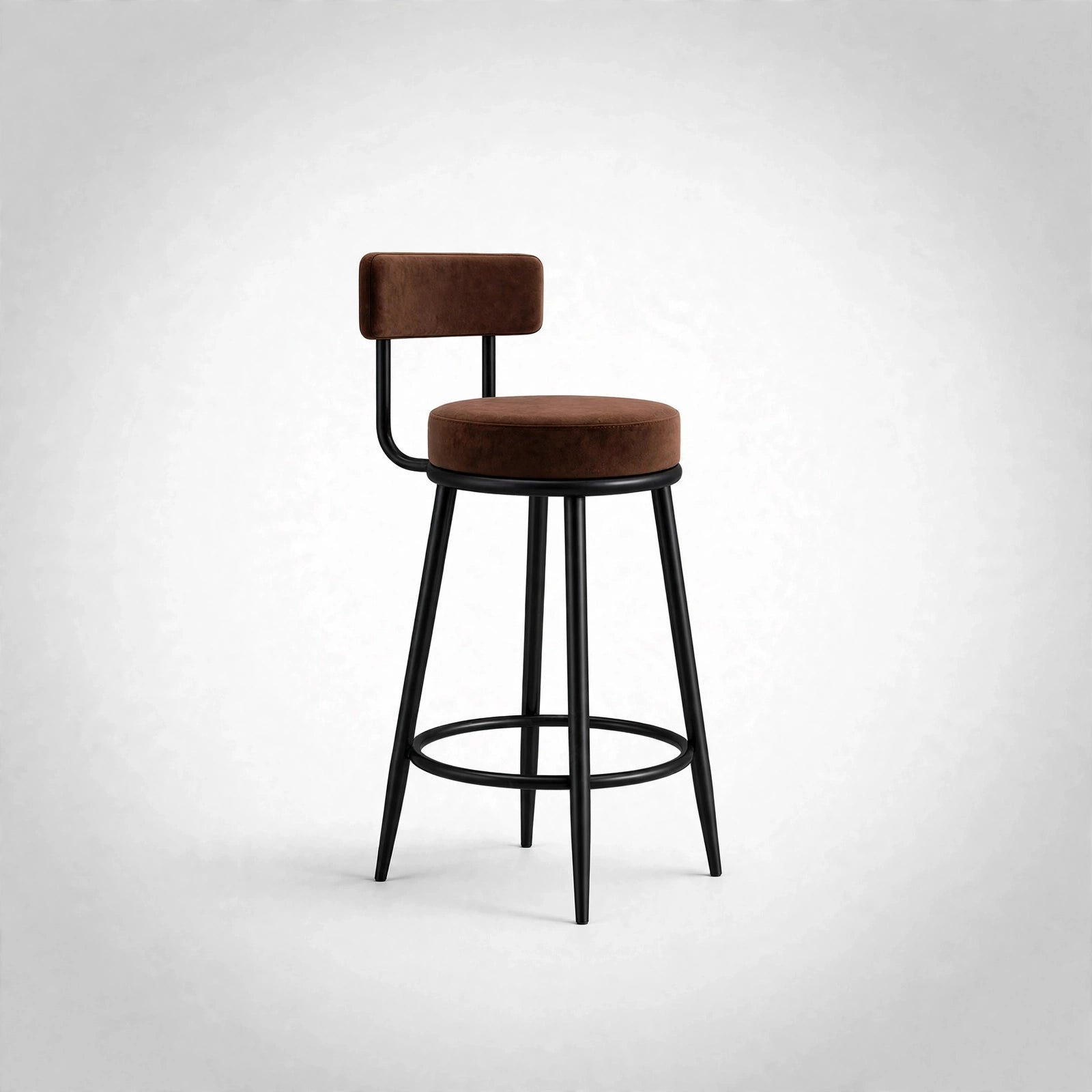 Nutech Decor Velvet Counter Height Bar Stool with Padded Backrest with Black & Gold Legs | Kitchen & Bar Seating