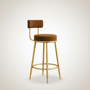 Nutech Decor Velvet Counter Height Bar Stool with Padded Backrest with Black & Gold Legs | Kitchen & Bar Seating