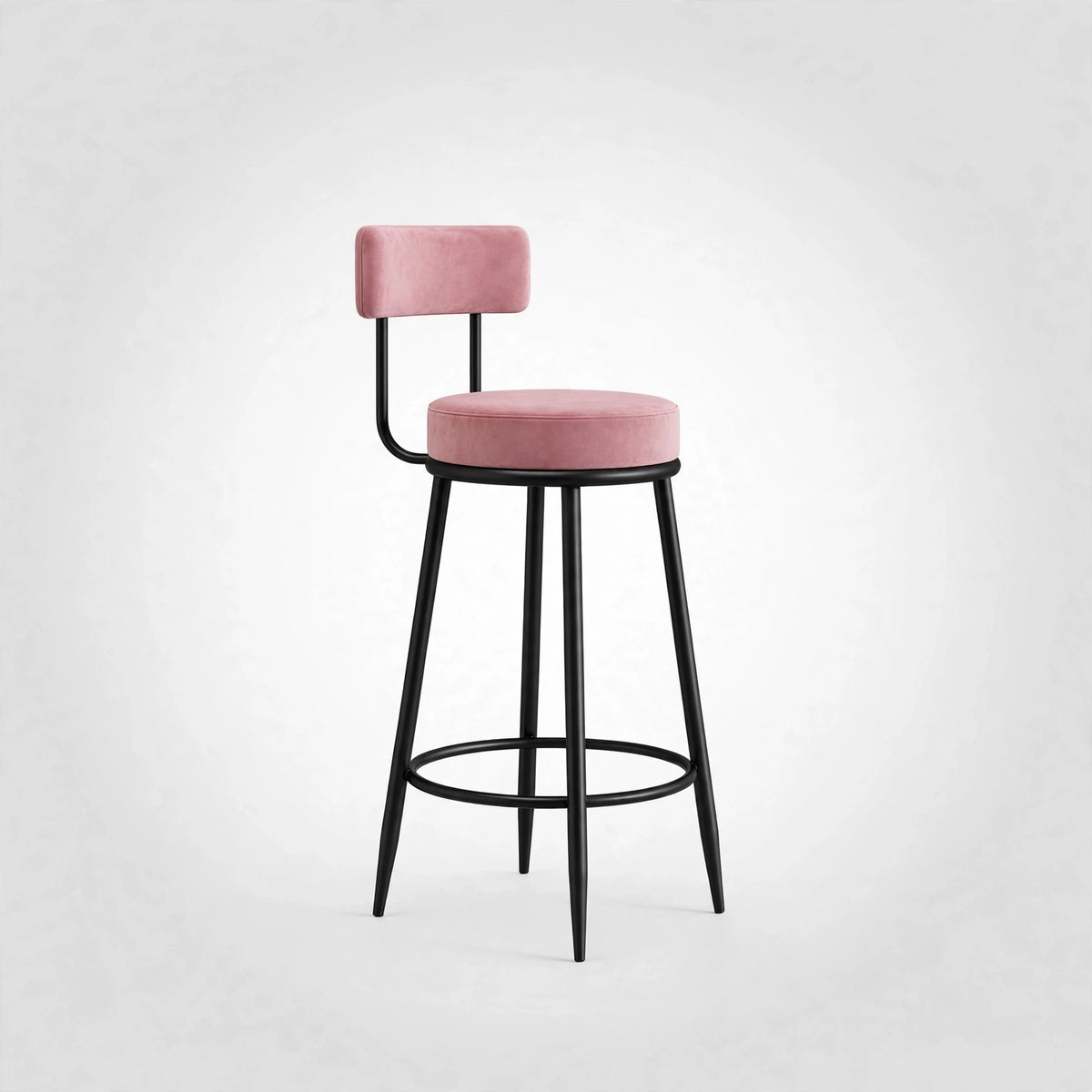 Nutech Decor Velvet Counter Height Bar Stool with Padded Backrest with Black & Gold Legs | Kitchen & Bar Seating