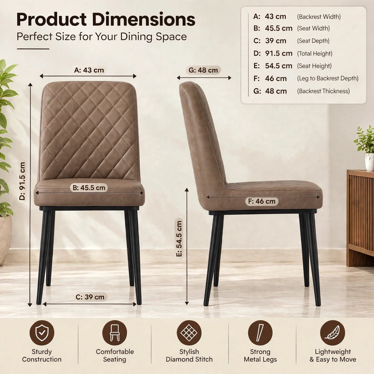 Nutech Impex Modern Quilted Dining Chair | Elegant Multipurpose Seating for Home & Dining