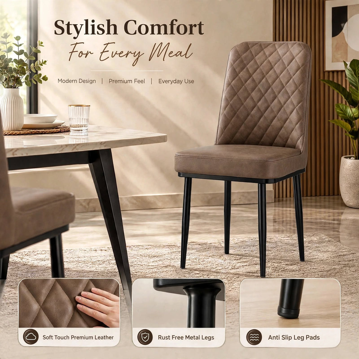 Nutech Impex Modern Quilted Dining Chair | Elegant Multipurpose Seating for Home & Dining