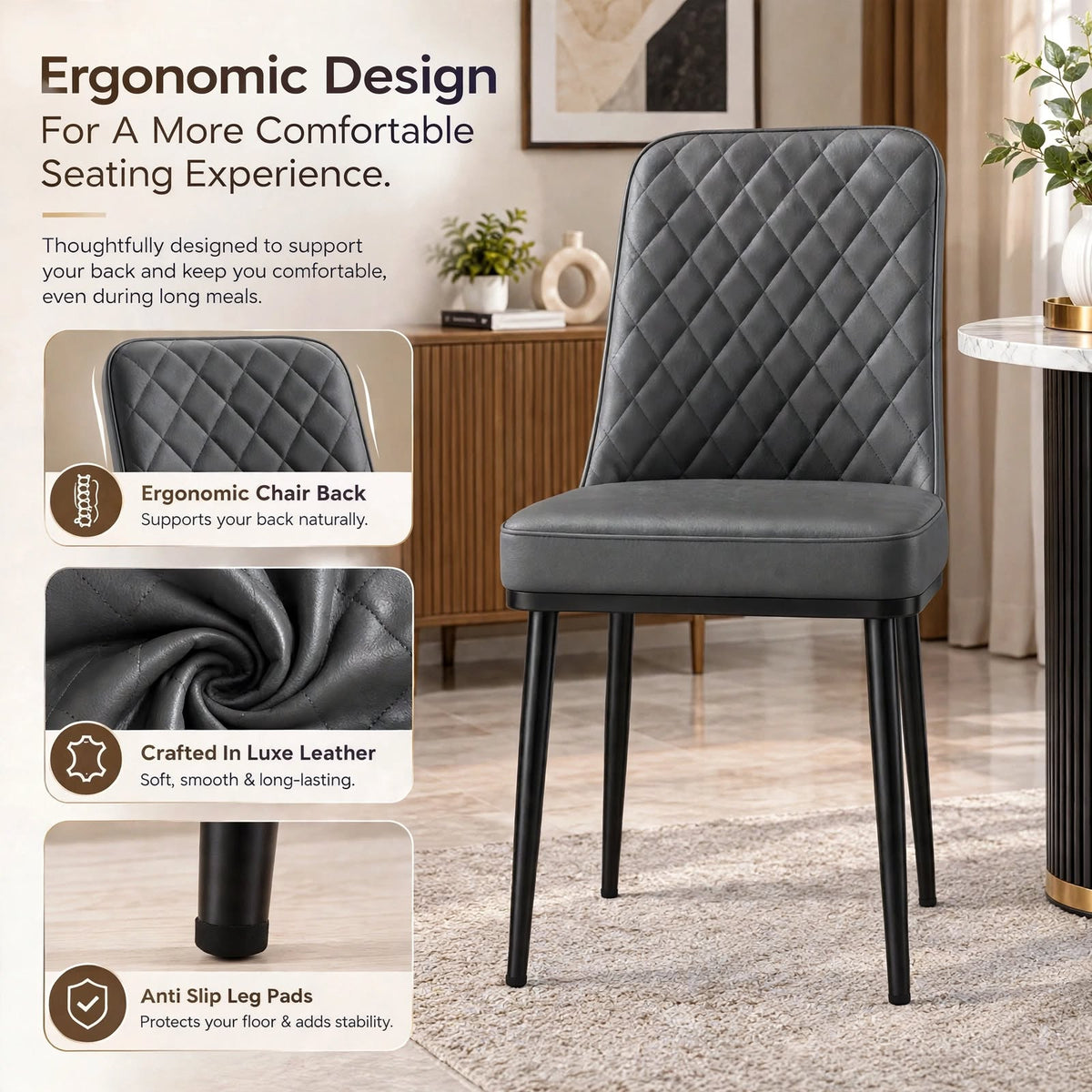 Nutech Impex Modern Quilted Dining Chair | Elegant Multipurpose Seating for Home & Dining