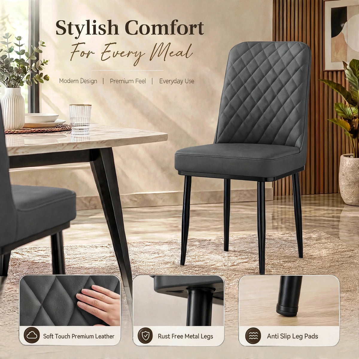 Nutech Impex Modern Quilted Dining Chair | Elegant Multipurpose Seating for Home & Dining