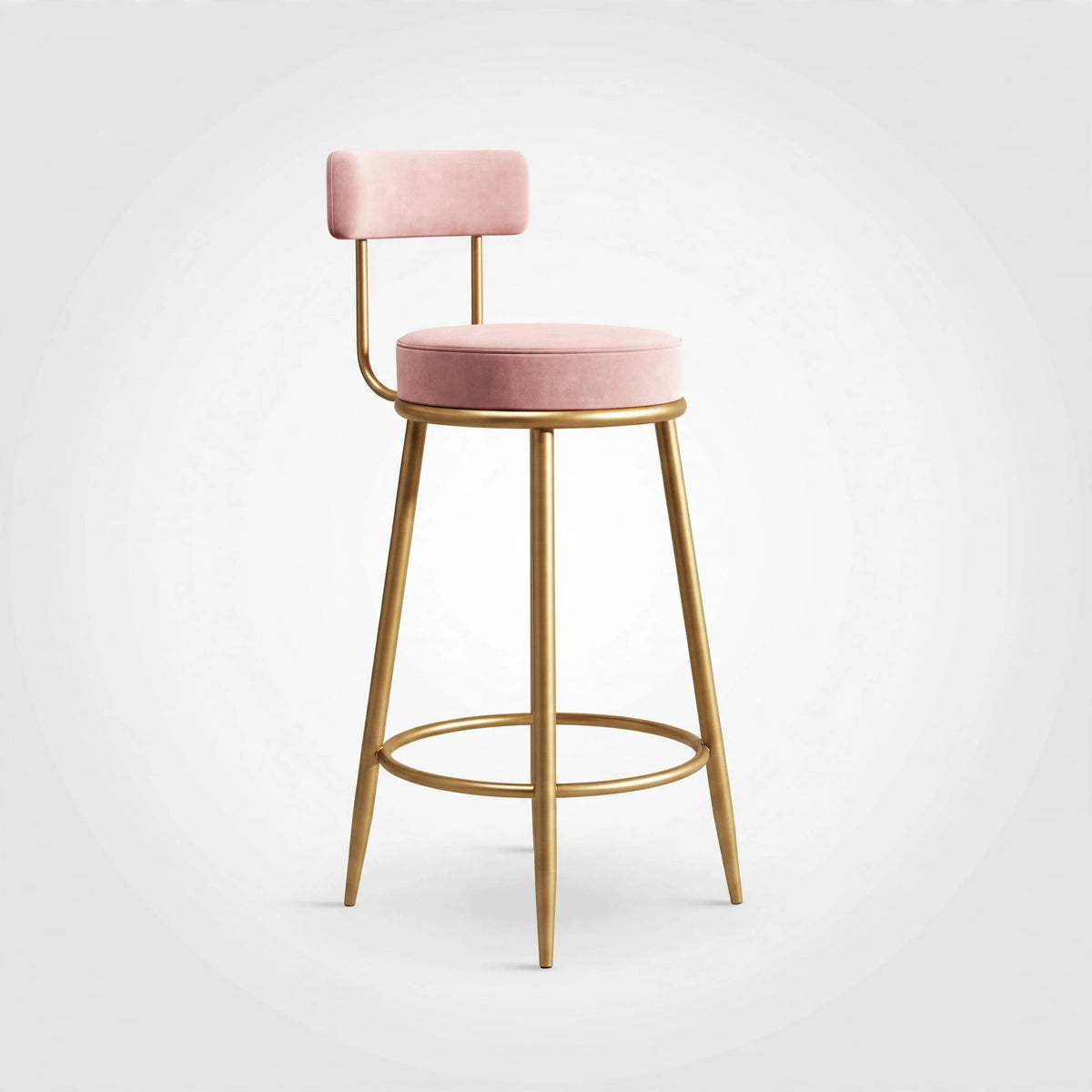 Nutech Decor Velvet Counter Height Bar Stool with Padded Backrest with Black & Gold Legs | Kitchen & Bar Seating