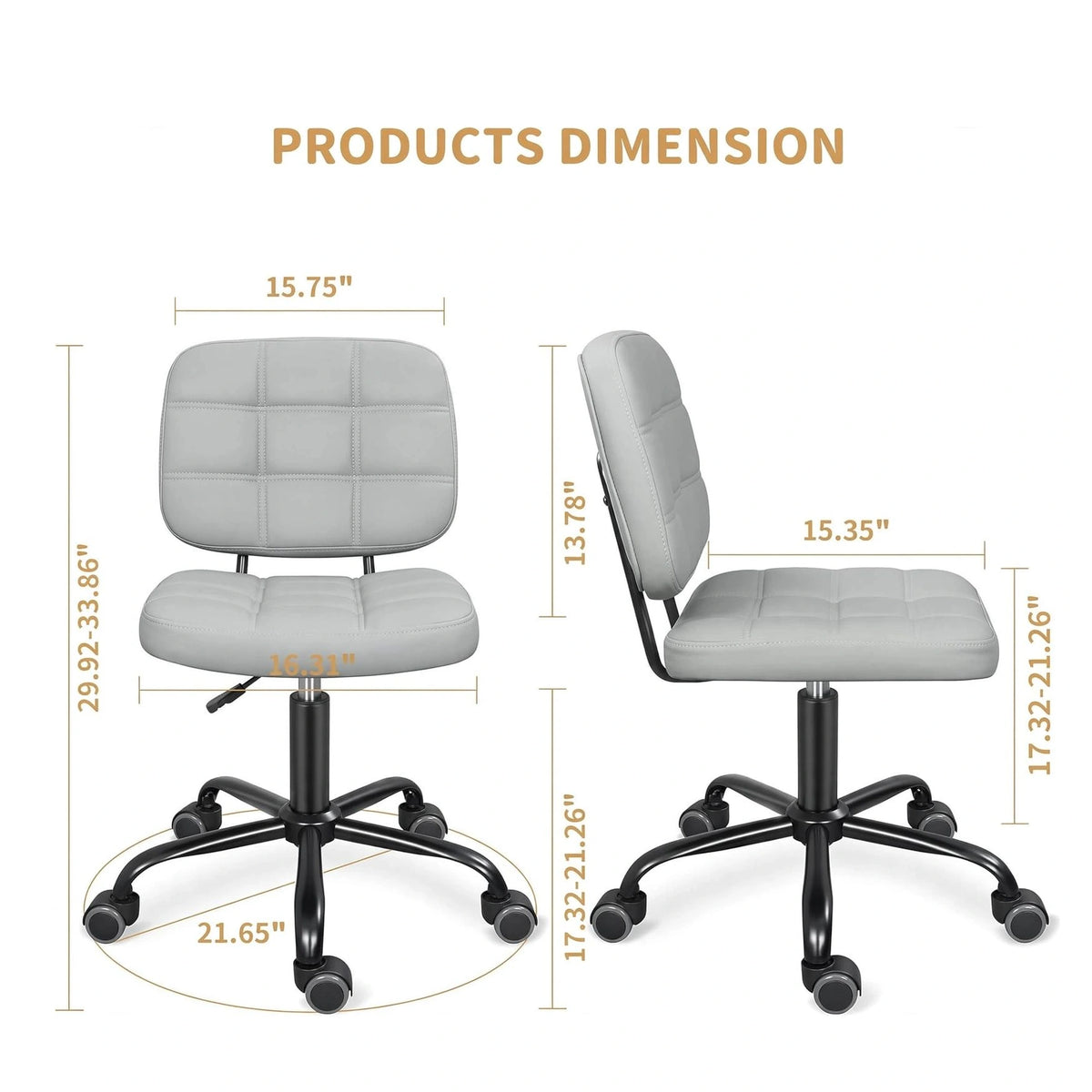 Premium Leather Executive Office Chair | Armless Ergonomic Swivel Cushioned Chair for Home & Workstation
