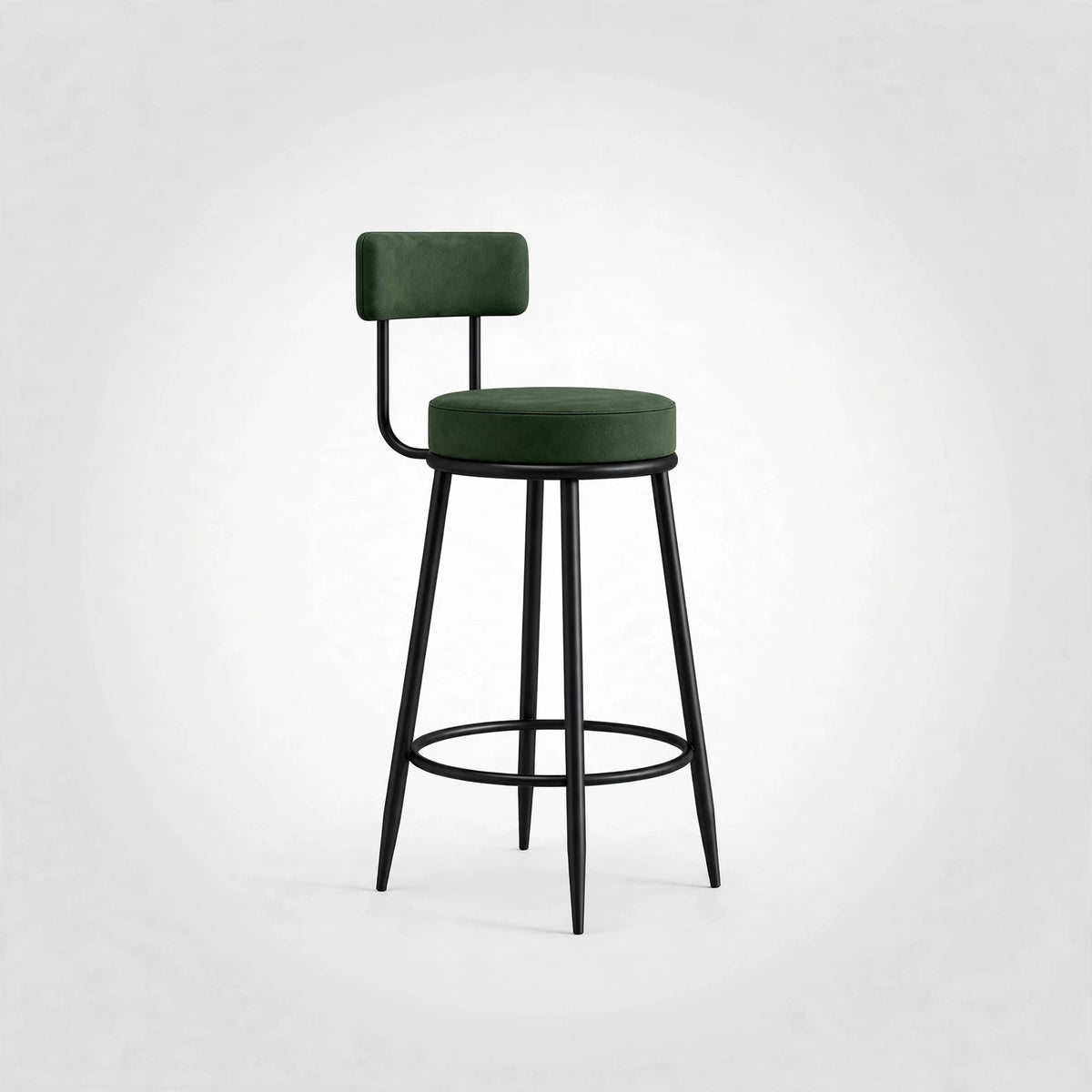 Nutech Decor Velvet Counter Height Bar Stool with Padded Backrest with Black & Gold Legs | Kitchen & Bar Seating