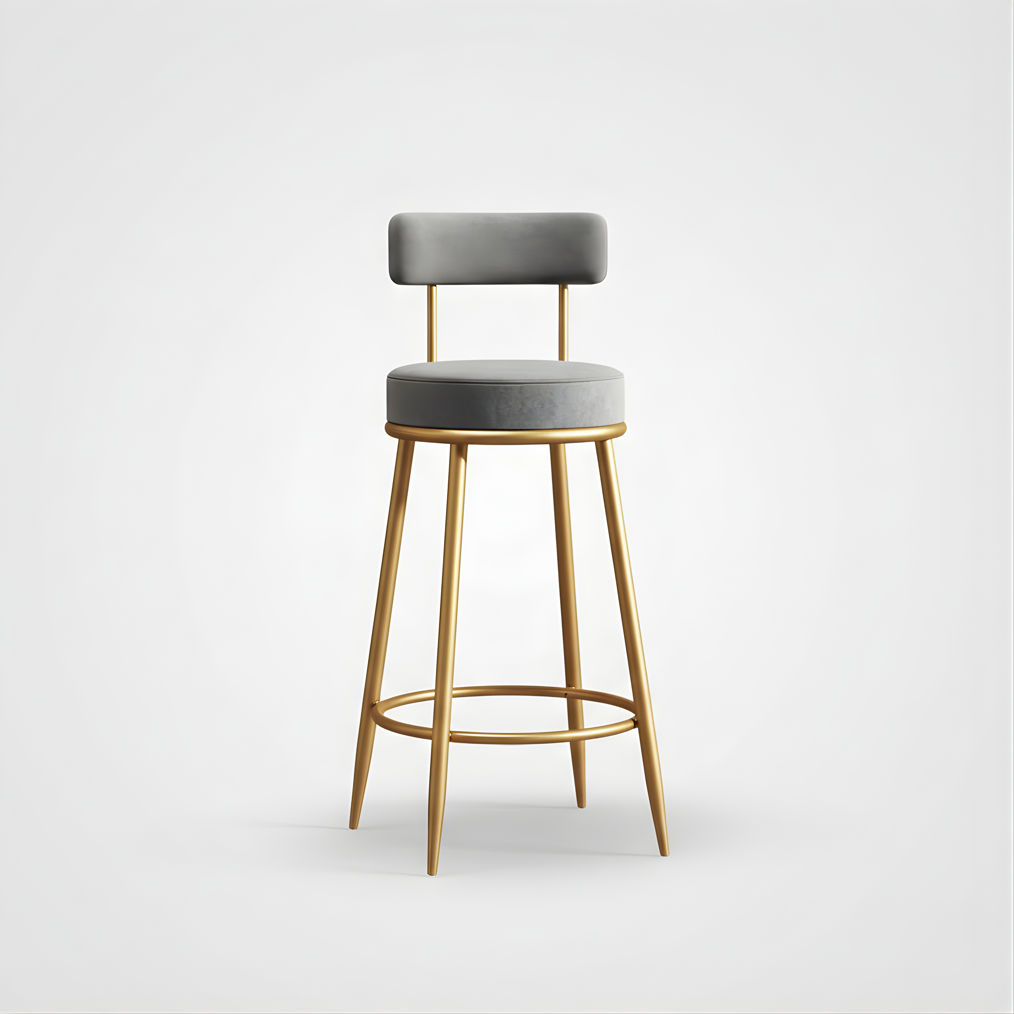 Velvet Counter Stool with Padded Backrest with Black & Gold Legs | Kitchen & Bar Seating