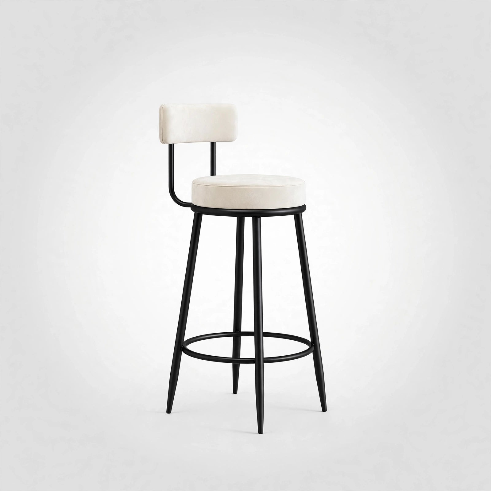 Nutech Decor Velvet Counter Height Bar Stool with Padded Backrest with Black & Gold Legs | Kitchen & Bar Seating