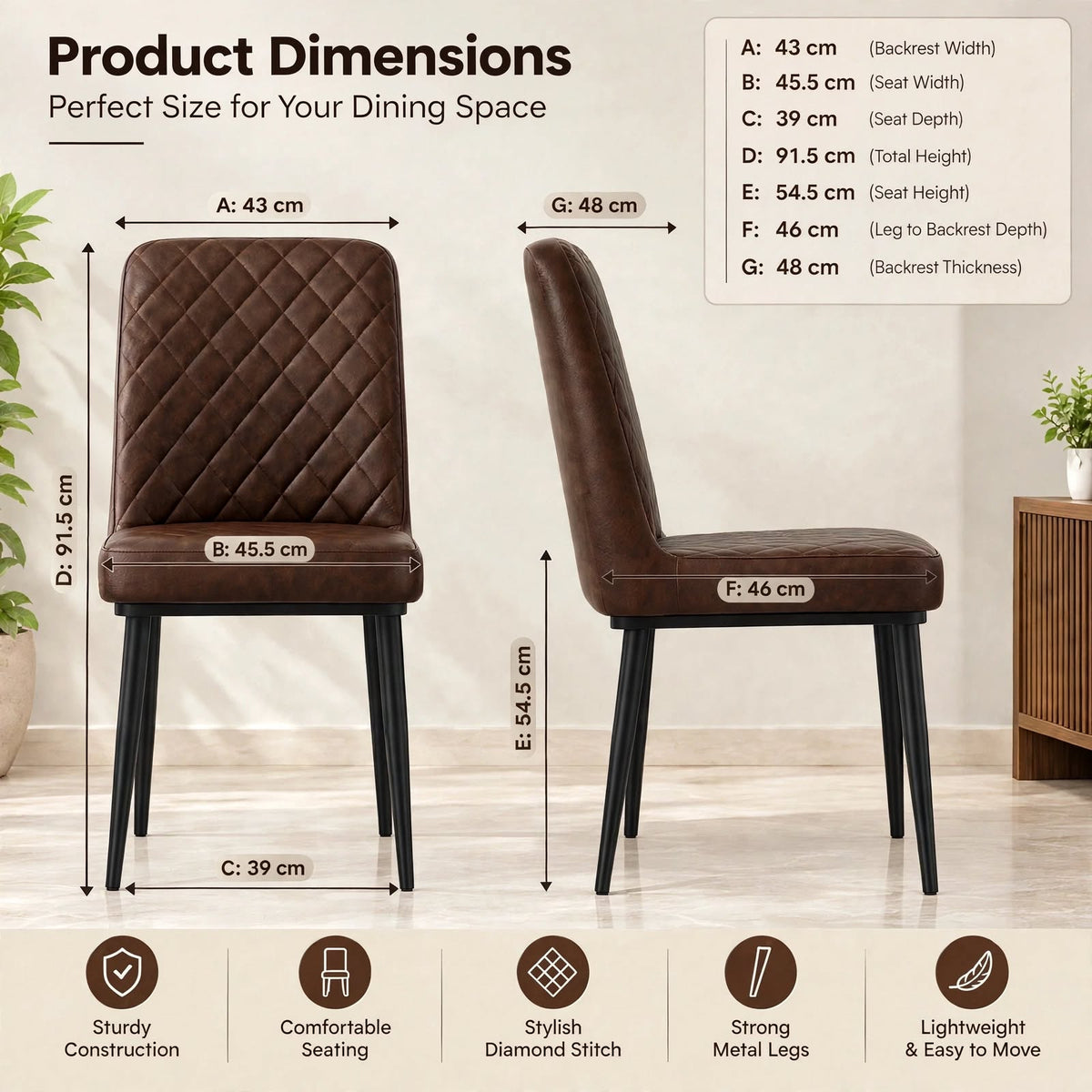 Nutech Impex Modern Quilted Dining Chair | Elegant Multipurpose Seating for Home & Dining