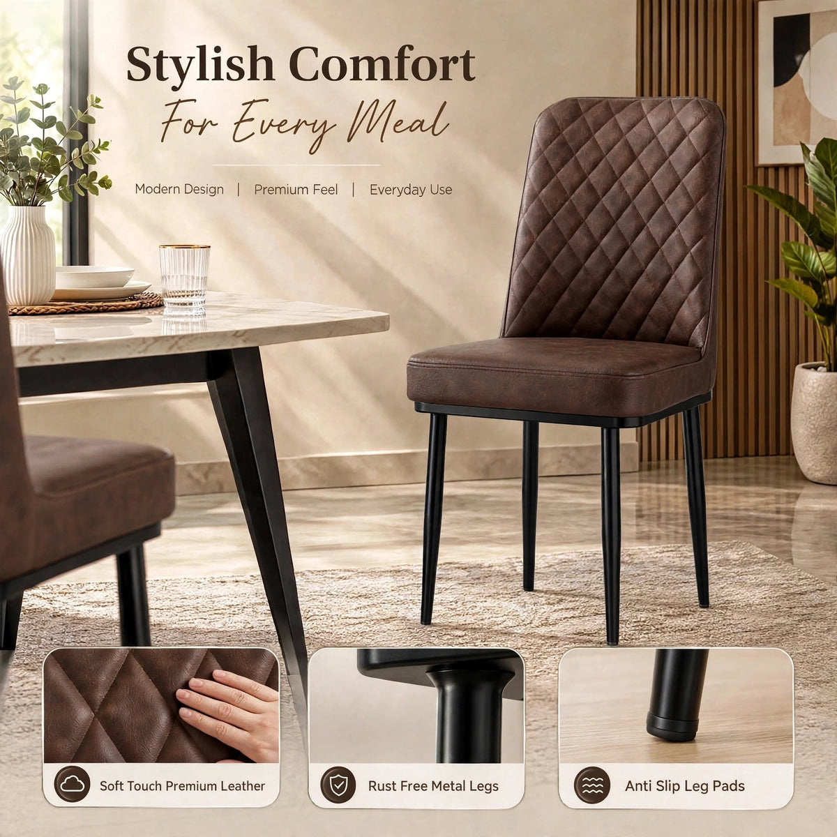 Nutech Impex Modern Quilted Dining Chair | Elegant Multipurpose Seating for Home & Dining