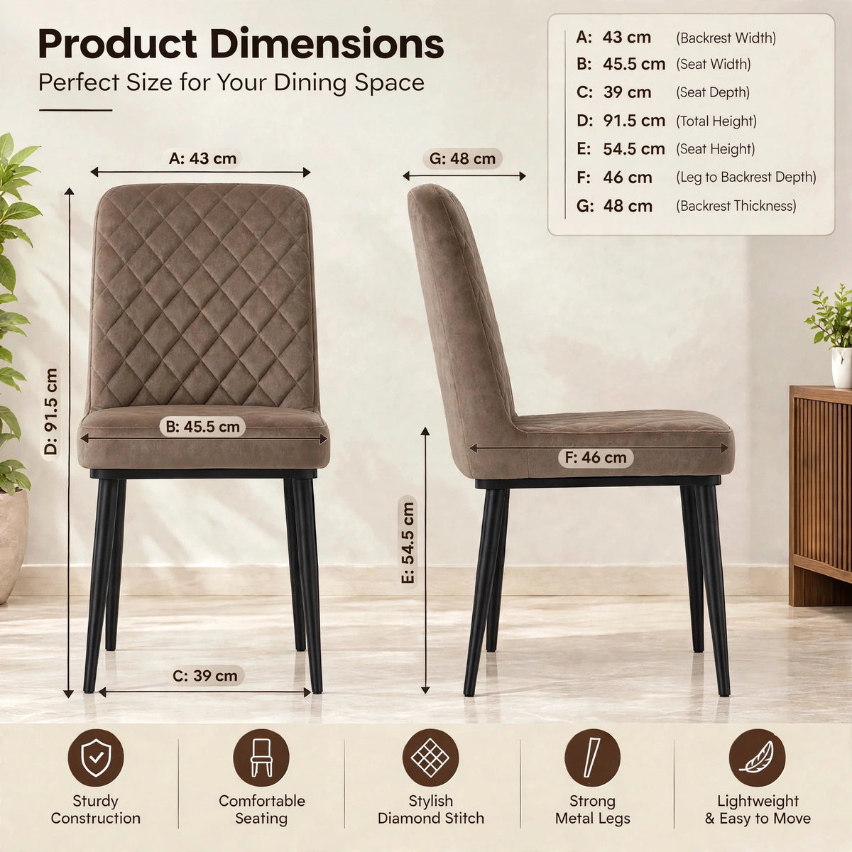 Nutech Impex Modern Quilted Dining Chair | Elegant Multipurpose Seating for Home & Dining